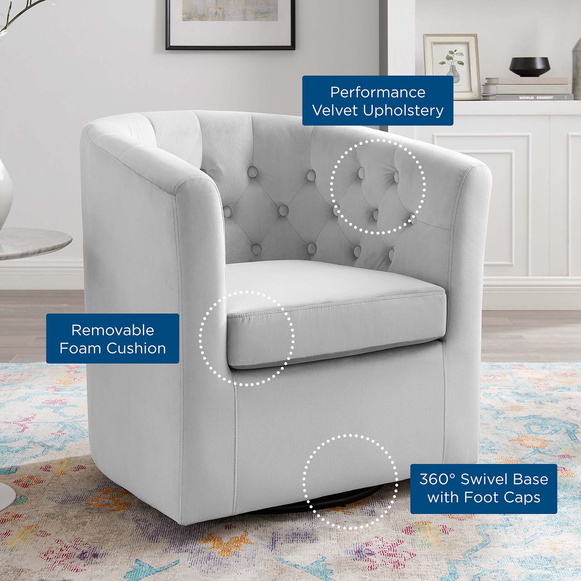Modway Prospect Tufted Performance Velvet Swivel Armchair