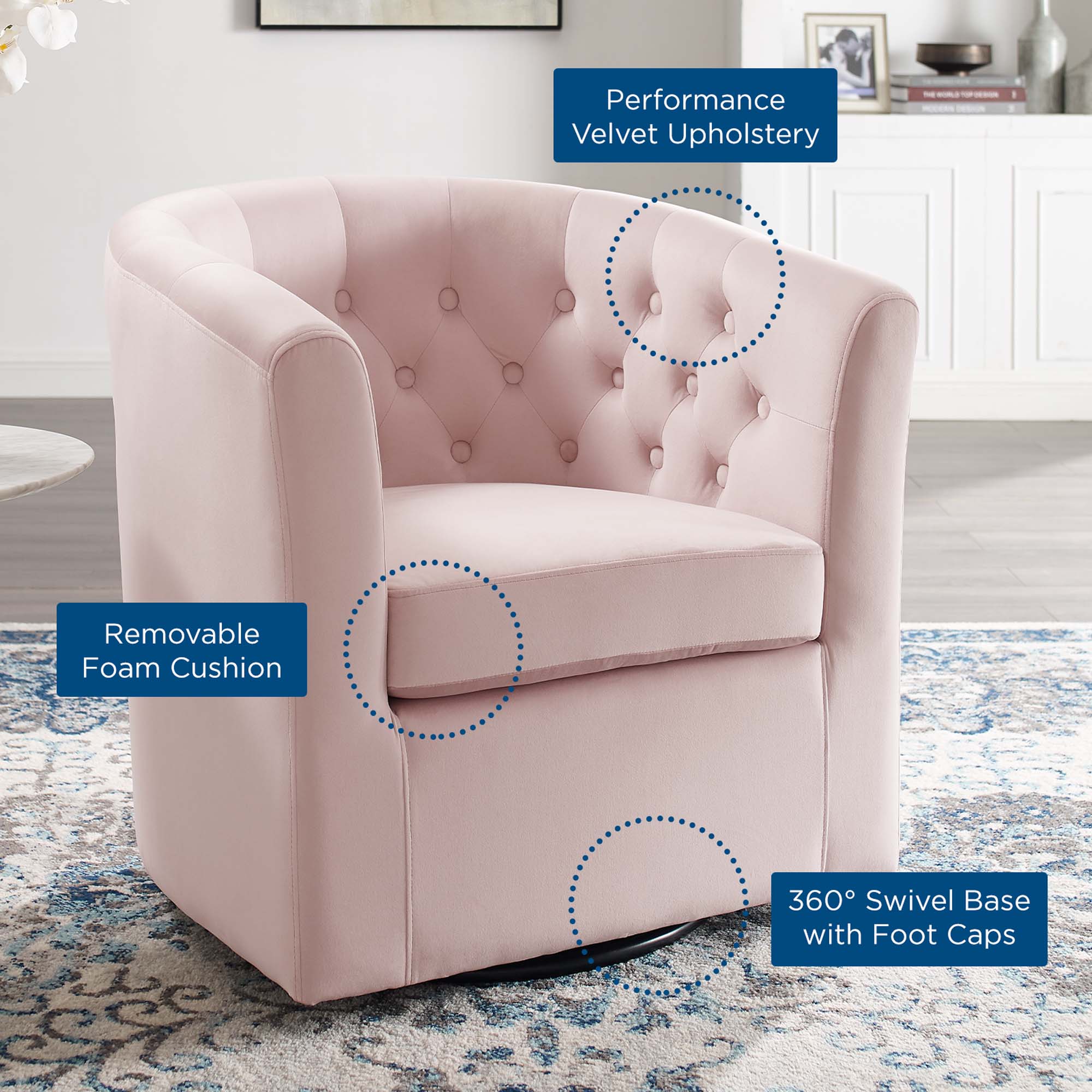 Modway Prospect Tufted Performance Velvet Swivel Armchair