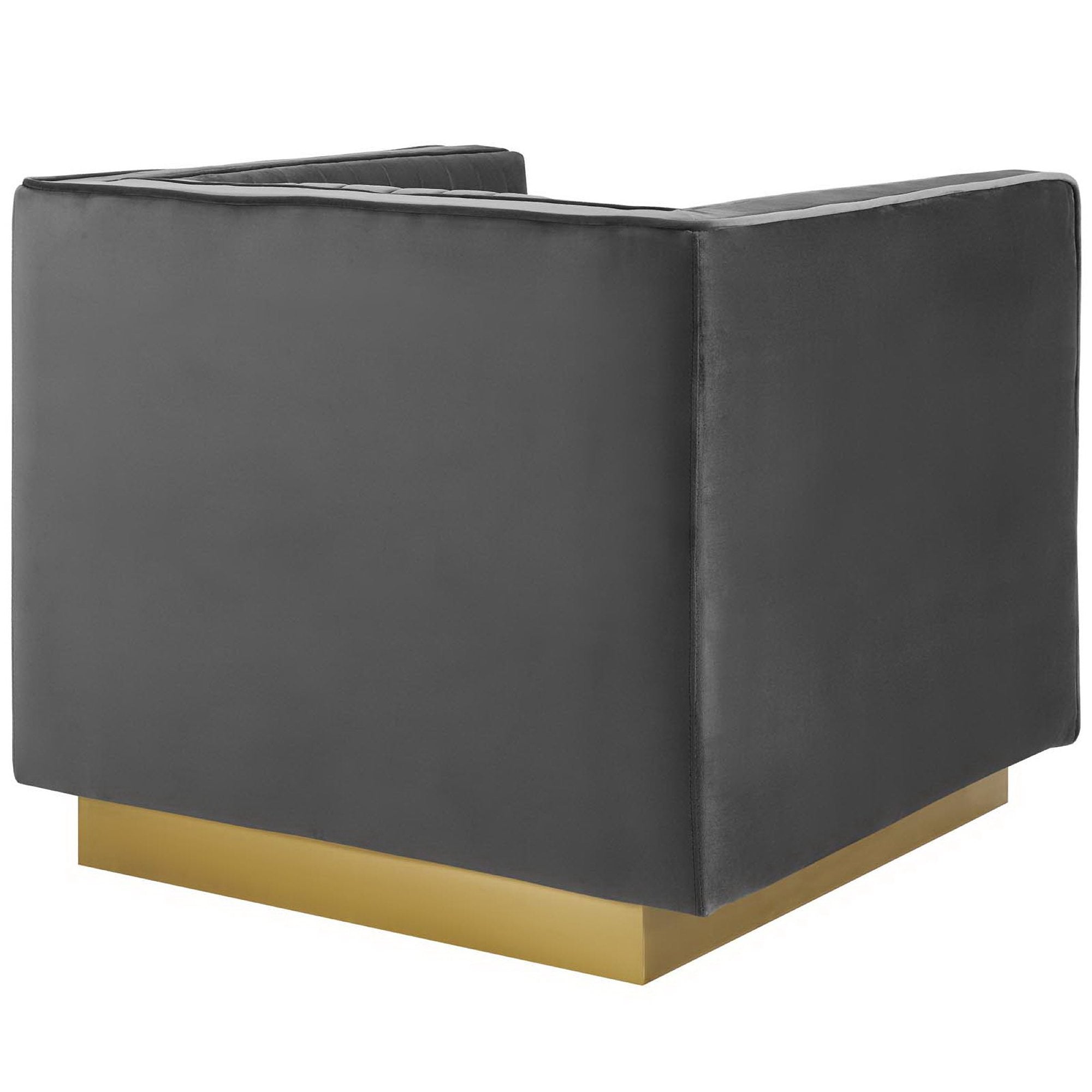 Modway Sanguine Vertical Channel Tufted Upholstered Performance Velvet Sofa and Armchair Set