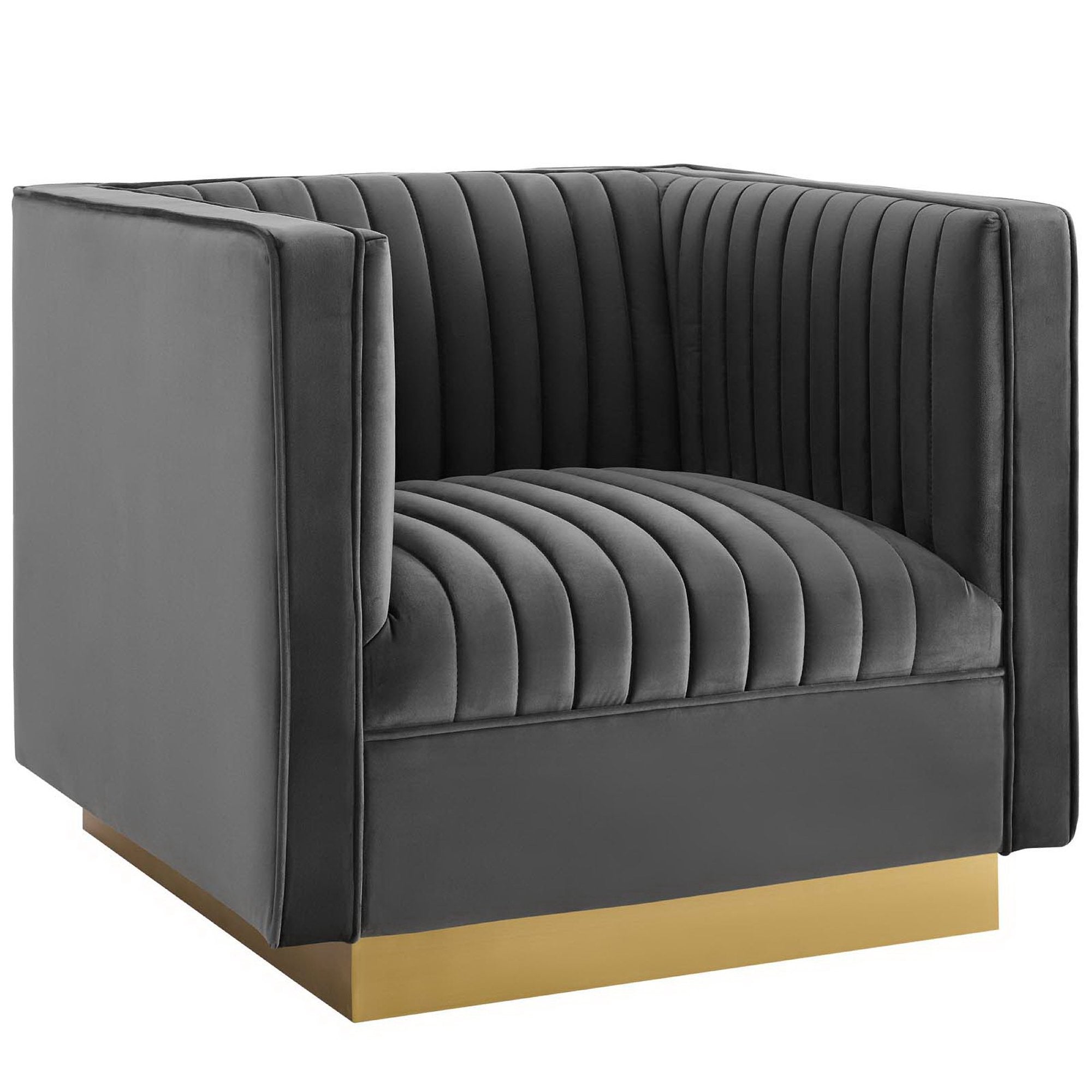 Modway Sanguine 3 Piece Vertical Channel Tufted Upholstered Performance Velvet Set