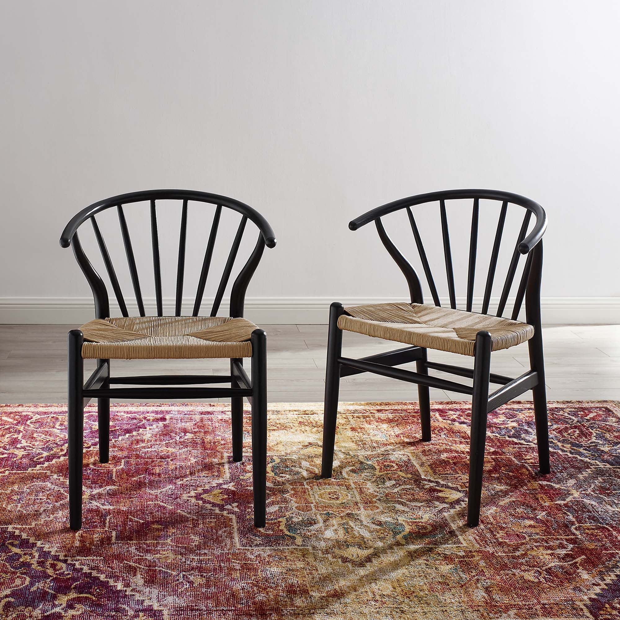 Modway Flourish Spindle Wood Dining Side Chair Set of 2