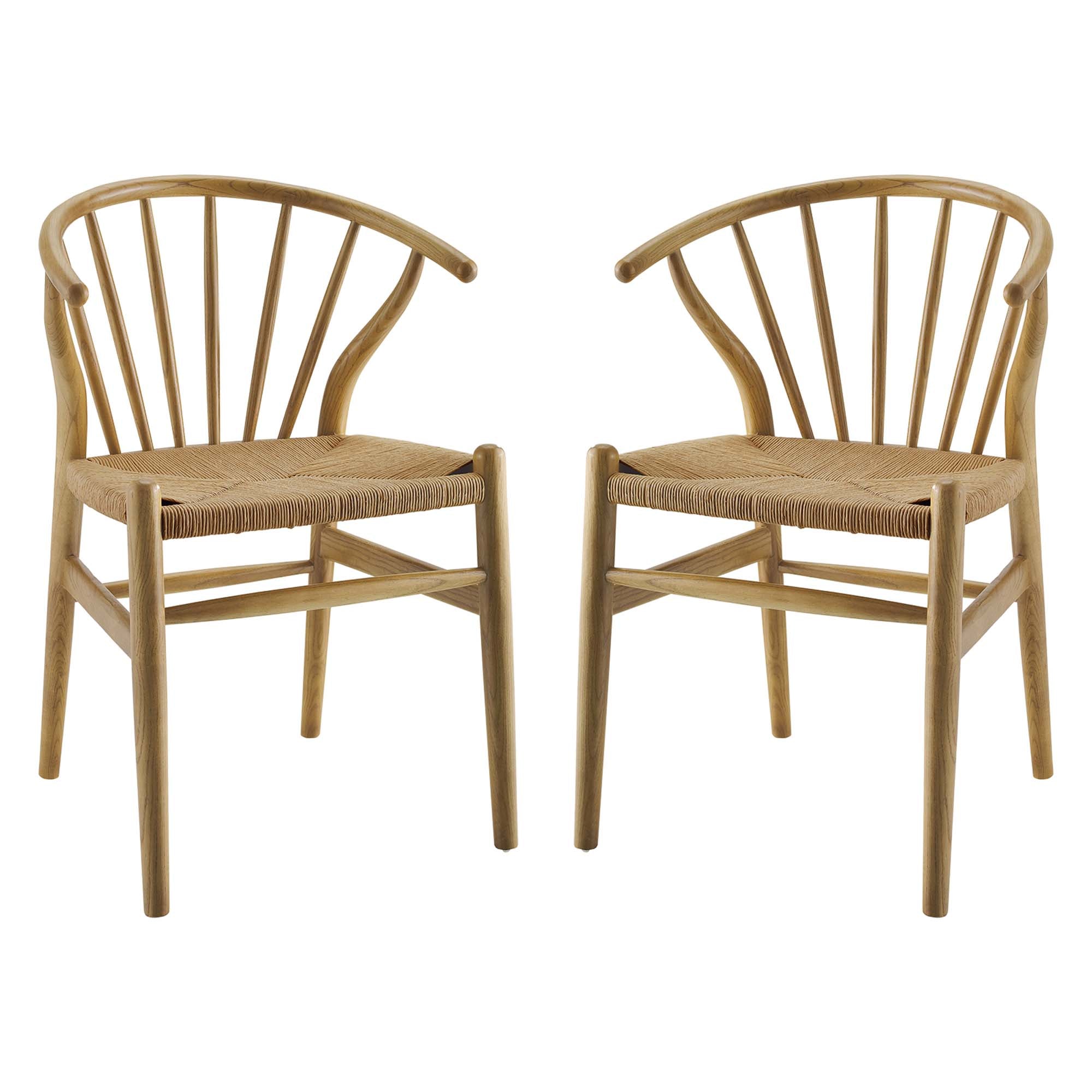 Modway Flourish Spindle Wood Dining Side Chair Set of 2