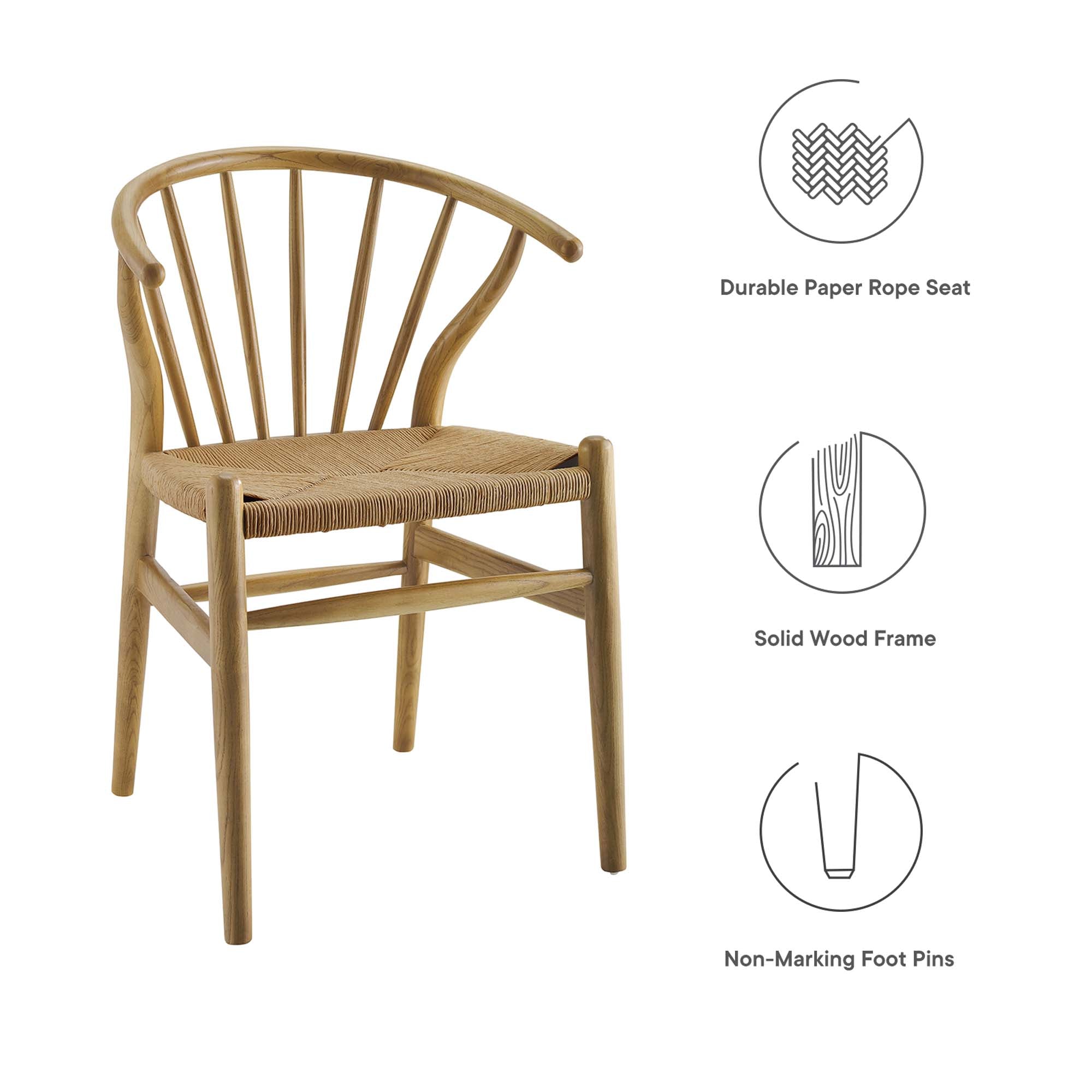Modway Flourish Spindle Wood Dining Side Chair Set of 2
