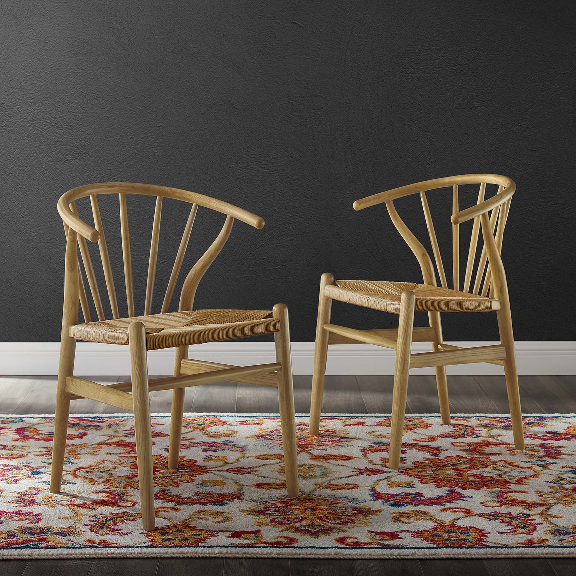 Modway Flourish Spindle Wood Dining Side Chair Set of 2