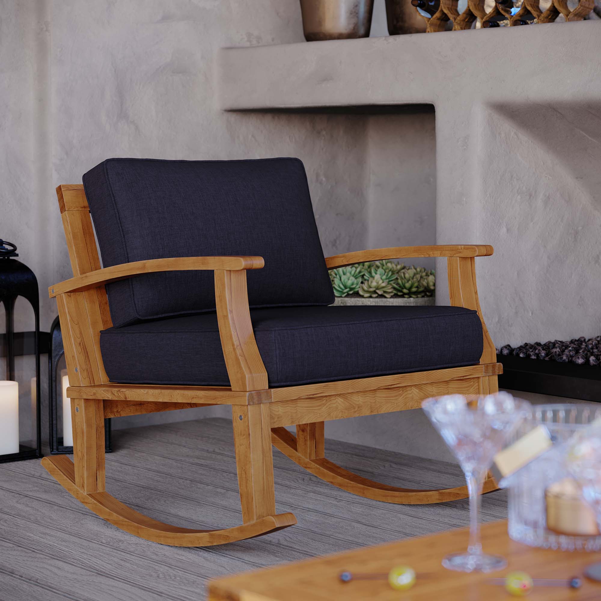Modway Marina Outdoor Patio Teak Rocking Chair