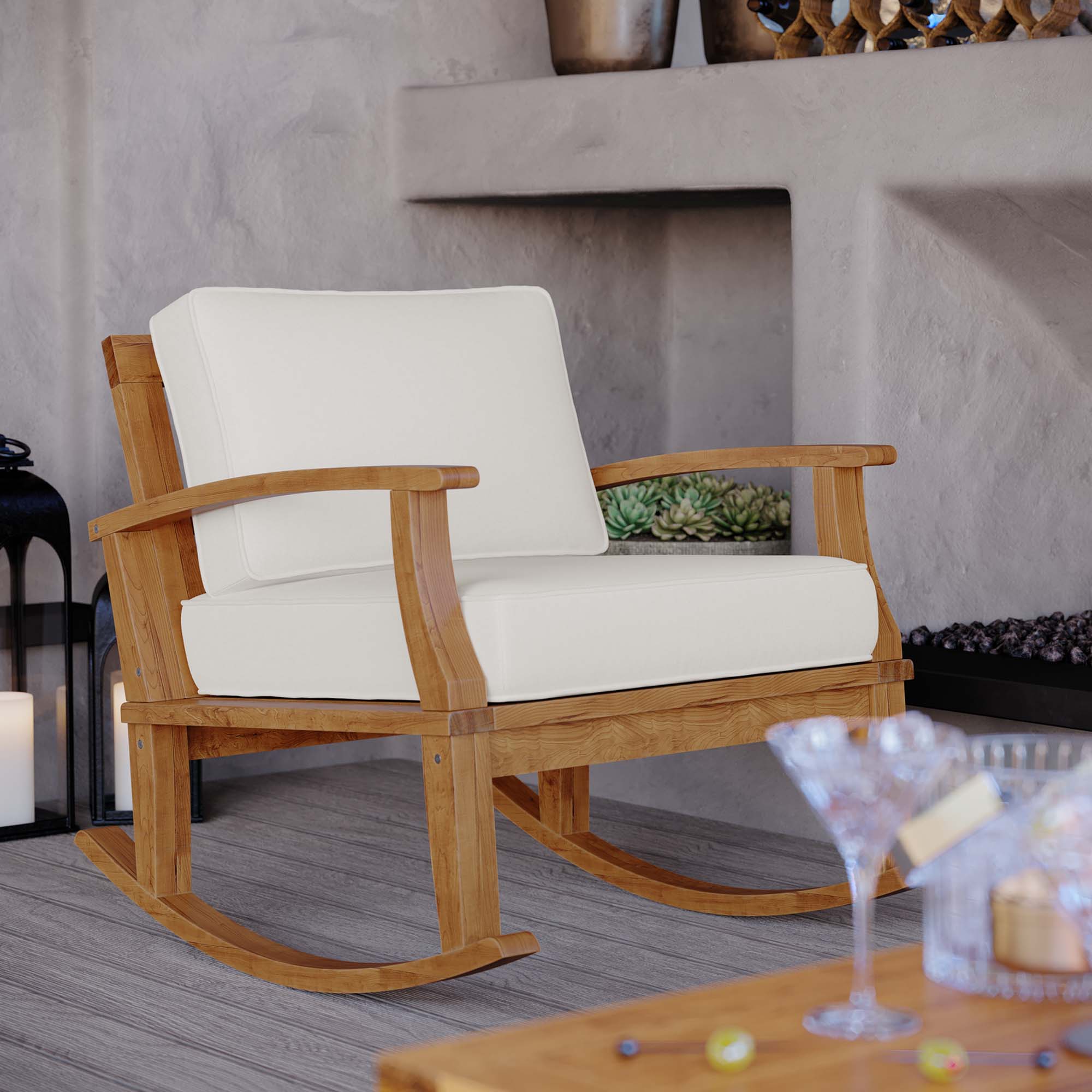 Modway Marina Outdoor Patio Teak Rocking Chair