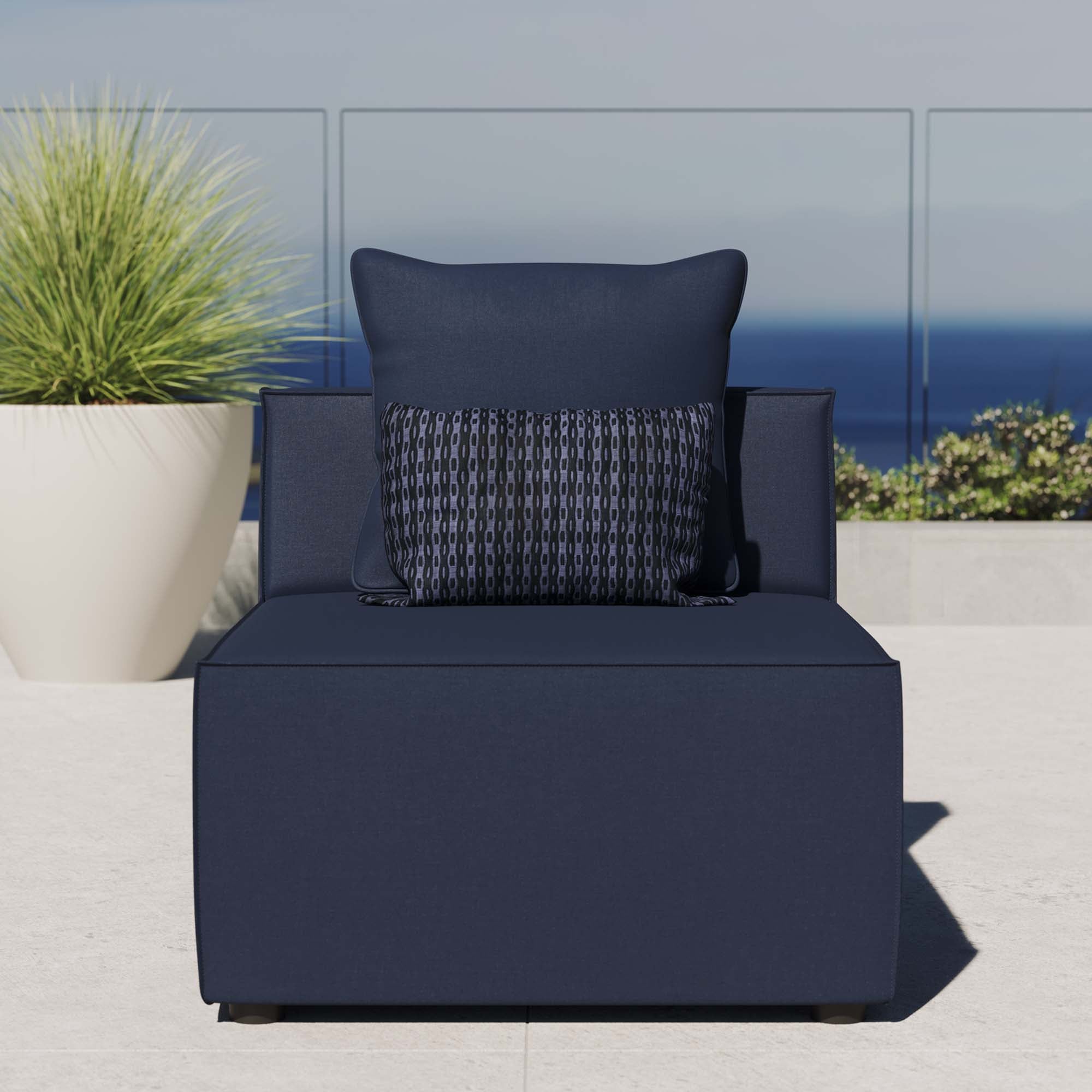 Modway Saybrook Outdoor Patio Upholstered Sectional Sofa Armless Chair