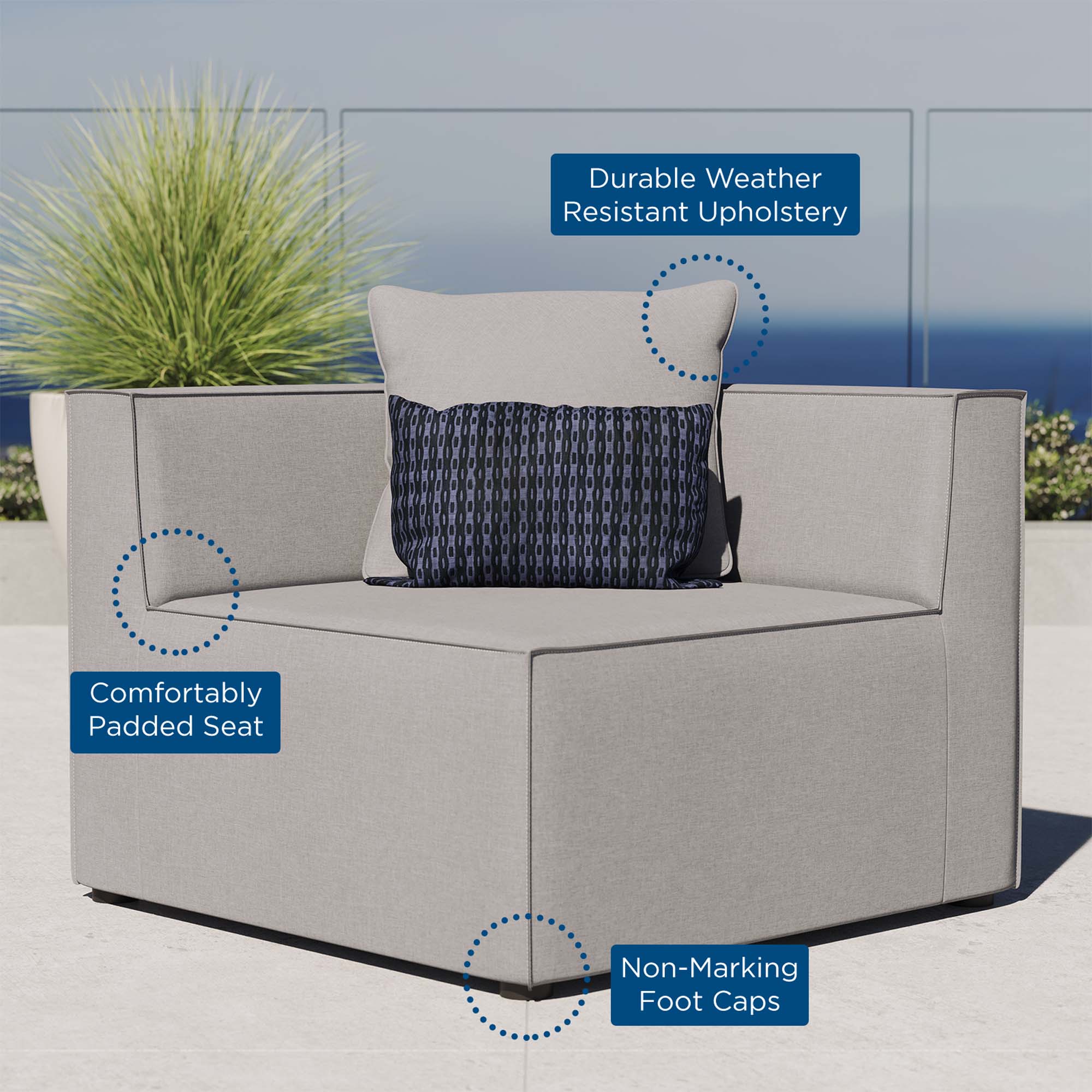 Modway Saybrook Outdoor Patio Upholstered Sectional Sofa Corner Chair