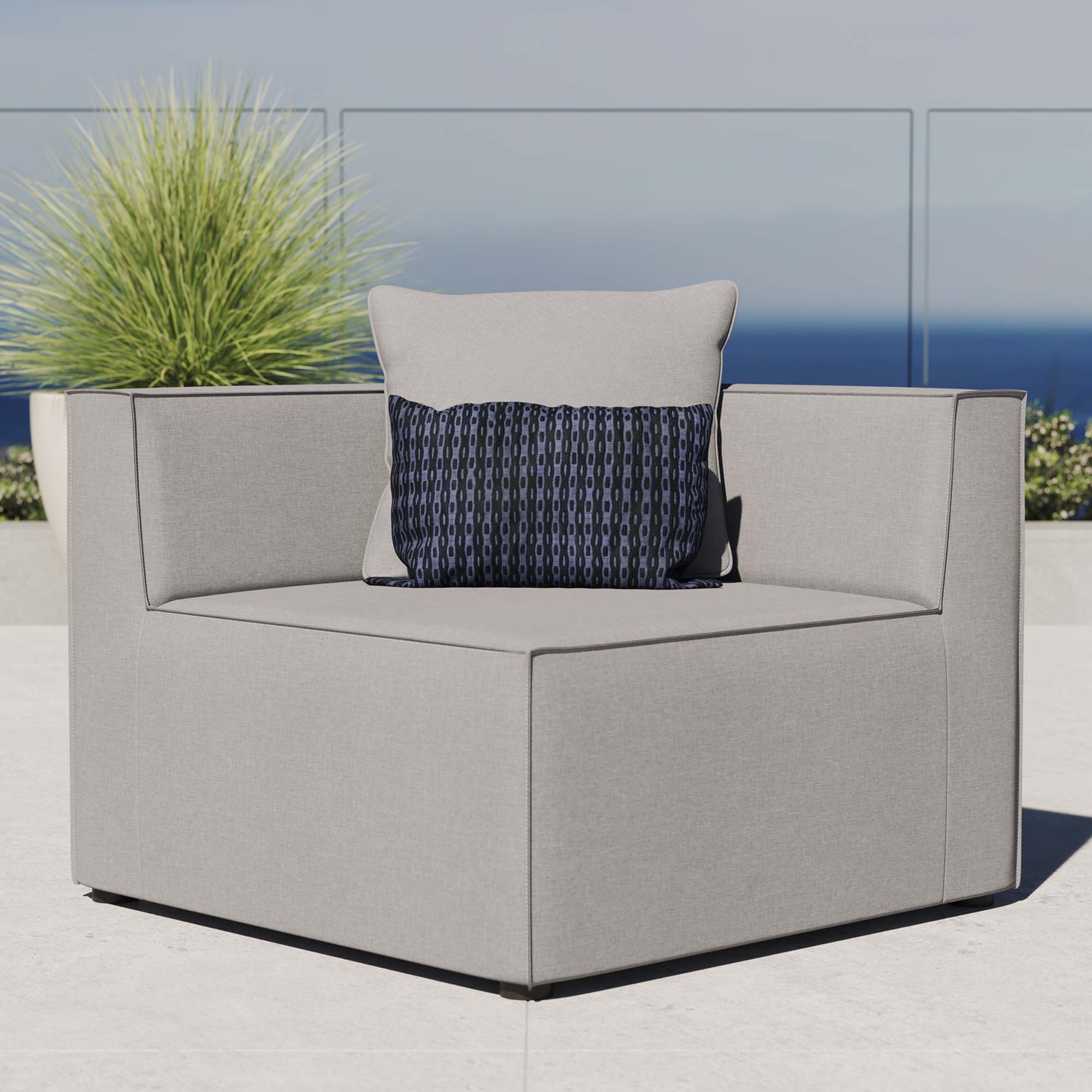 Modway Saybrook Outdoor Patio Upholstered Sectional Sofa Corner Chair