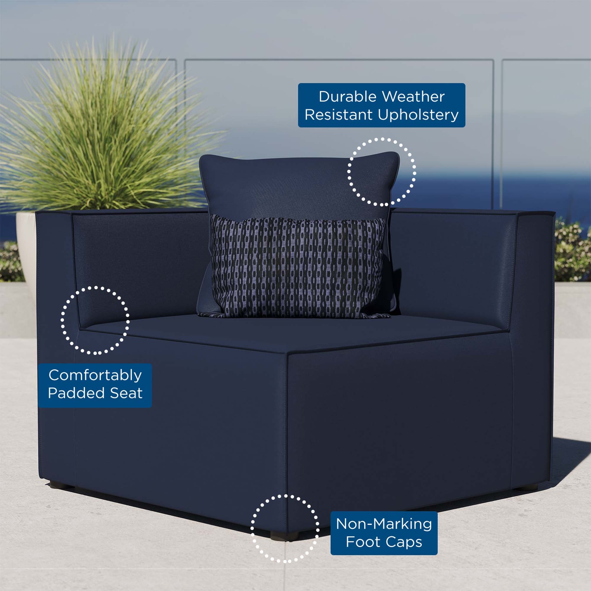 Modway Saybrook Outdoor Patio Upholstered Sectional Sofa Corner Chair