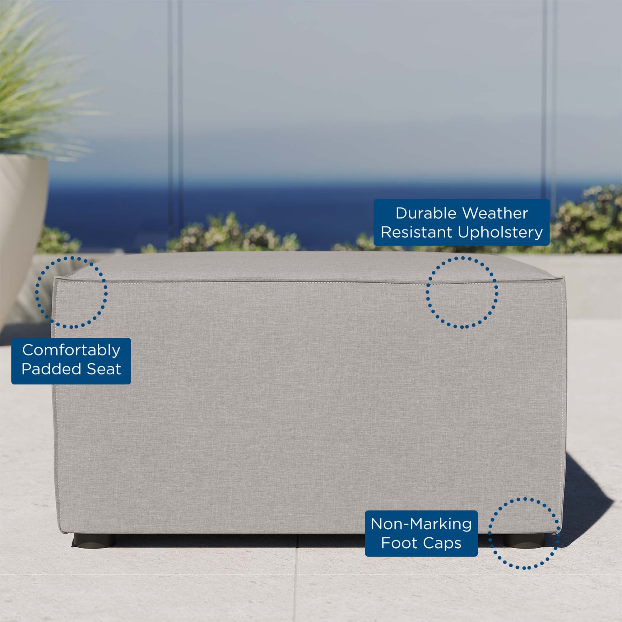 Modway Saybrook Outdoor Patio Upholstered Sectional Sofa Ottoman