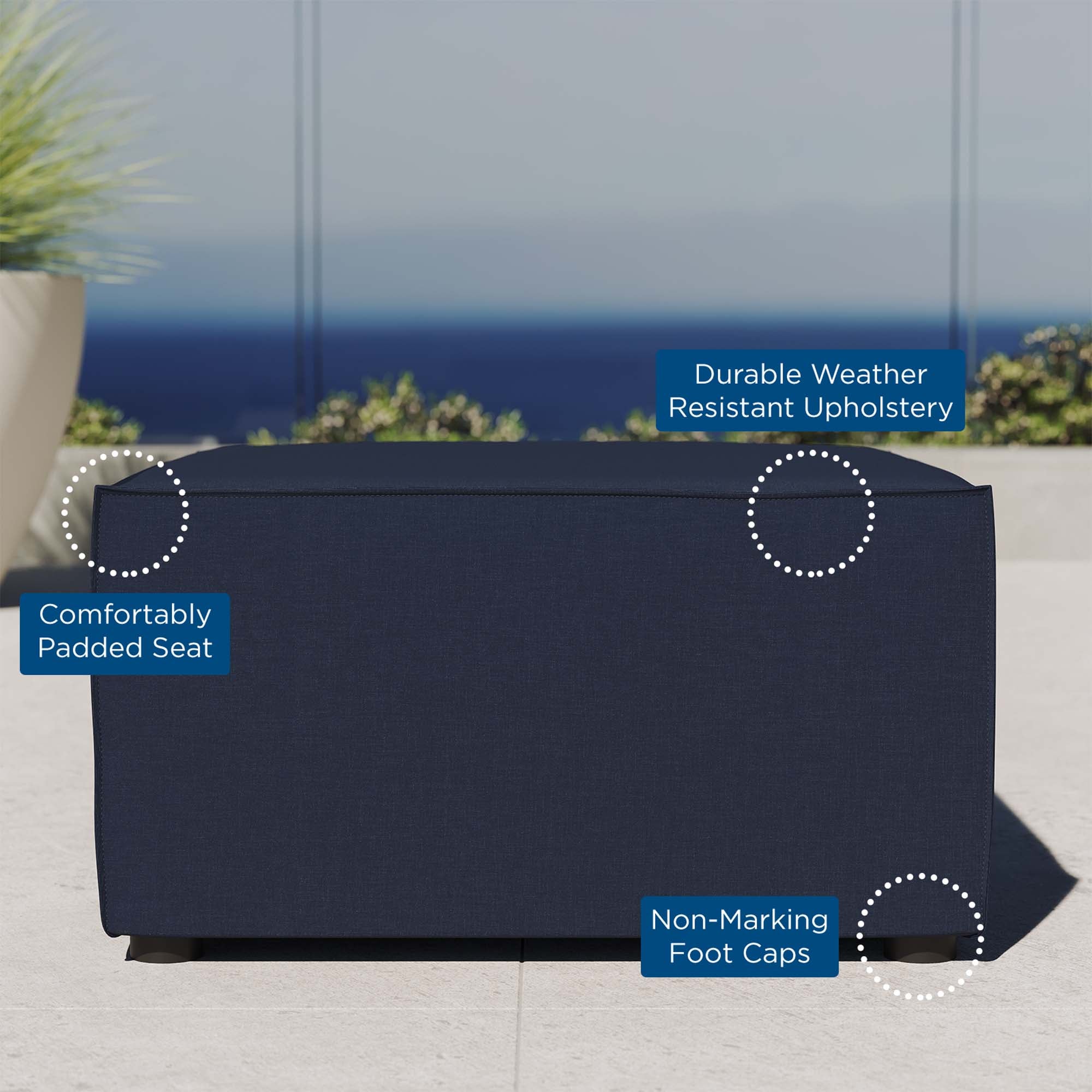 Modway Saybrook Outdoor Patio Upholstered Sectional Sofa Ottoman