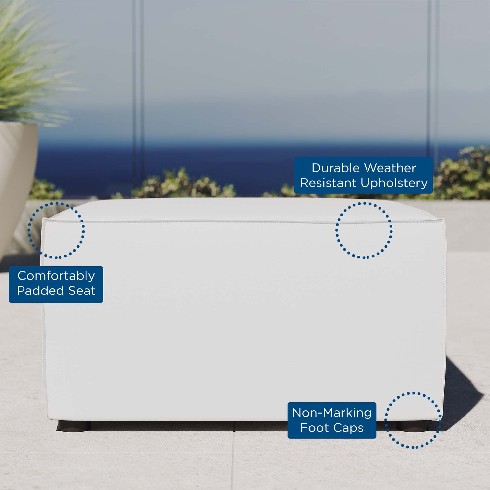 Modway Saybrook Outdoor Patio Upholstered Sectional Sofa Ottoman