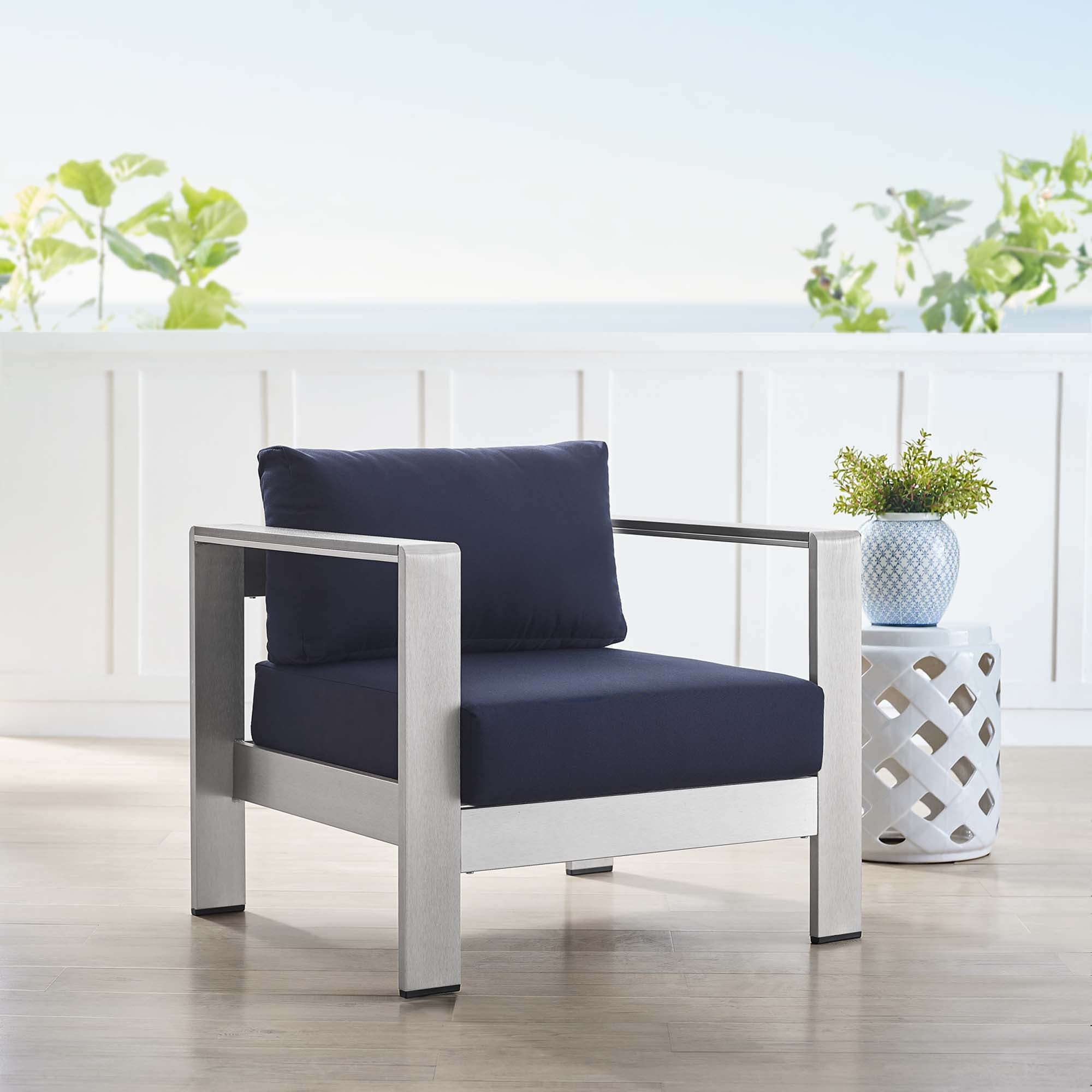 Modway Shore Sunbrella® Fabric Aluminum Outdoor Patio Armchair