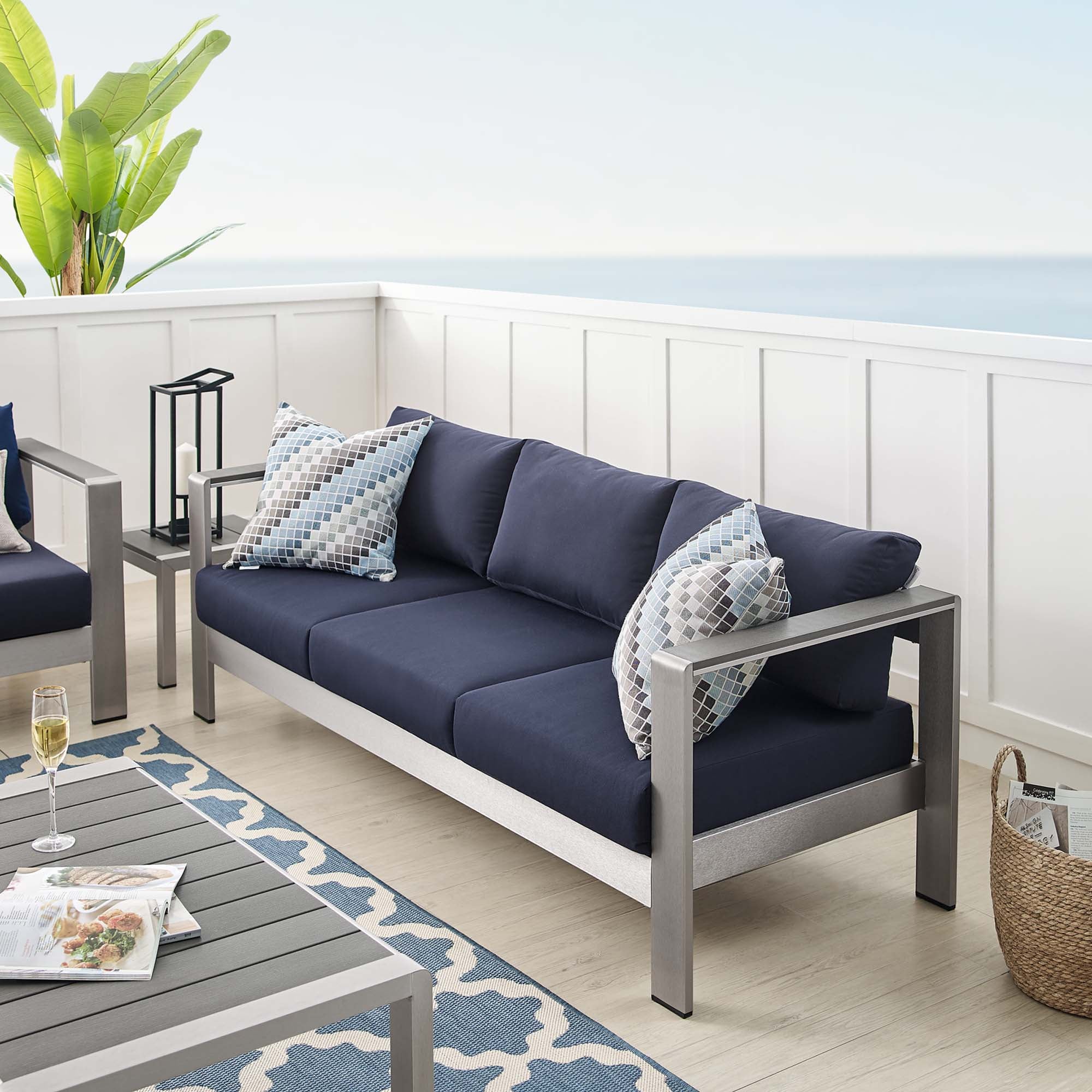 Modway Shore Sunbrella® Fabric Aluminum Outdoor Patio Sofa
