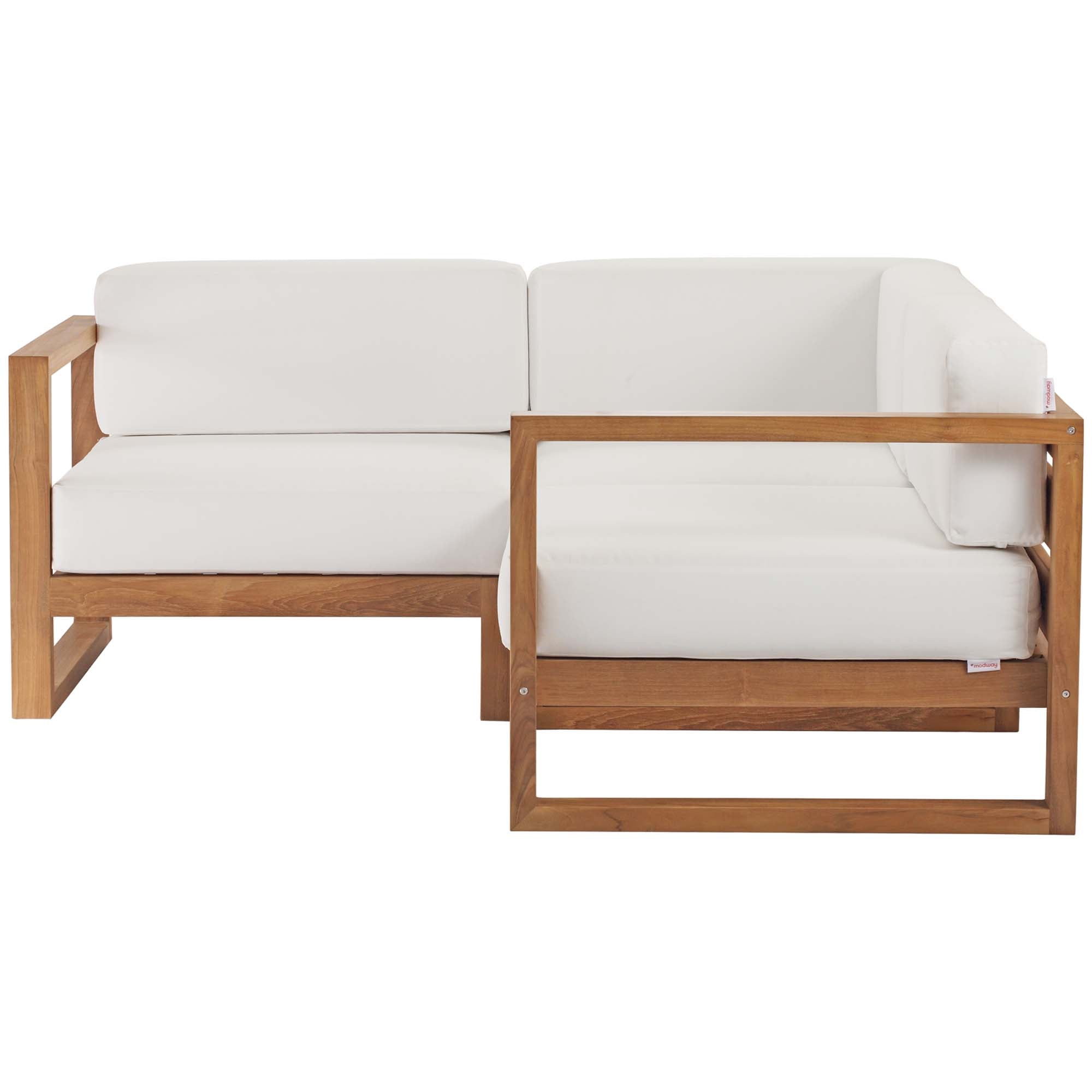Modway Upland 3-Piece Outdoor Patio Teak Wood Sectional Sofa Set