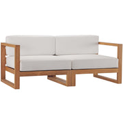 Modway Upland 2-Piece Outdoor Patio Teak Wood Sectional Sofa Loveseat