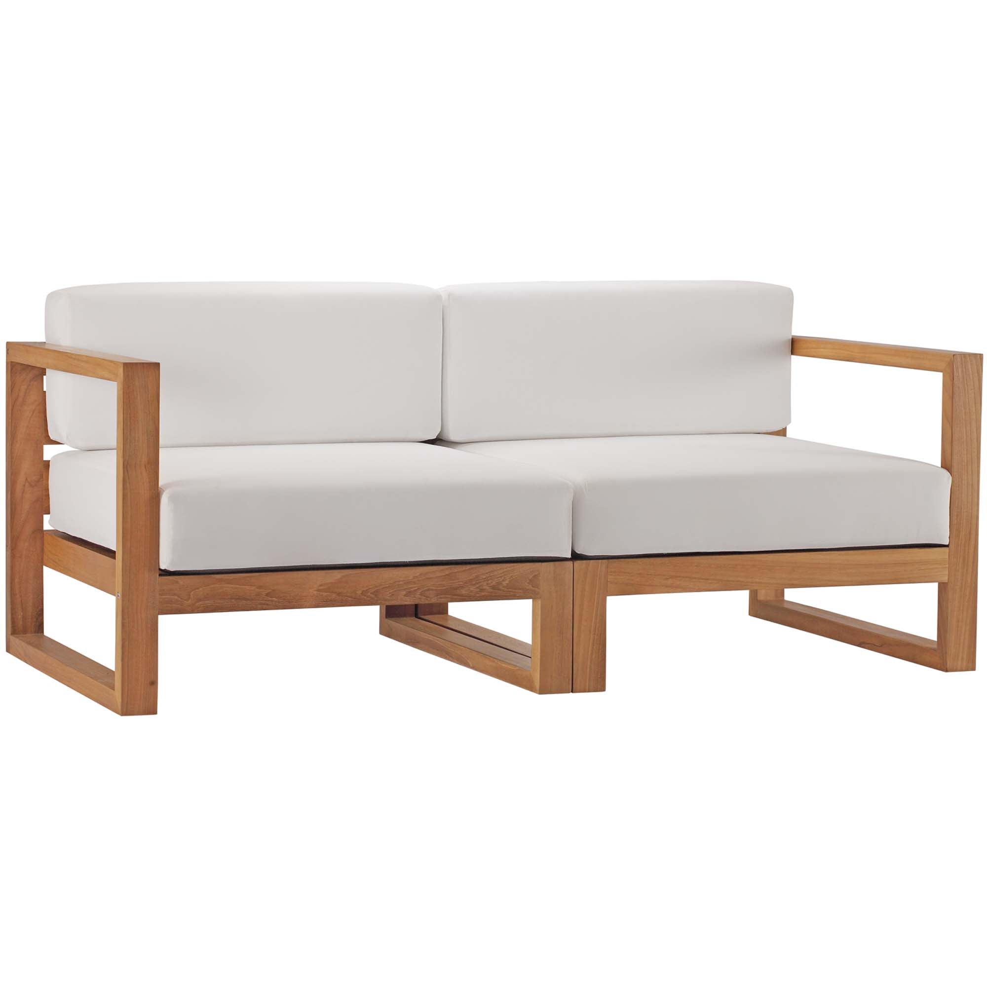 Modway Upland 2-Piece Outdoor Patio Teak Wood Sectional Sofa Loveseat