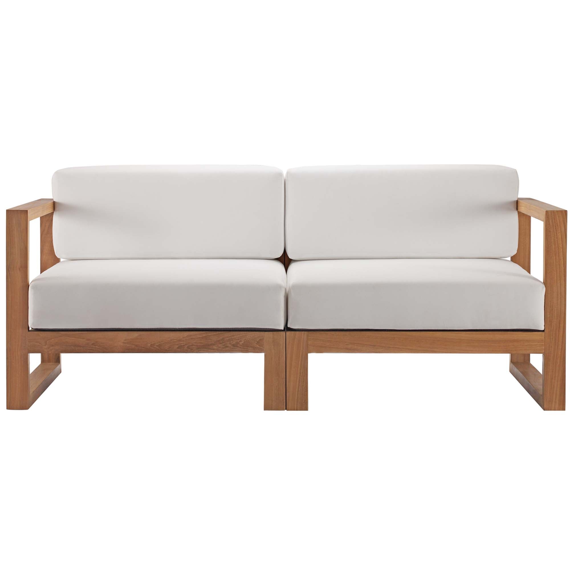 Modway Upland 2-Piece Outdoor Patio Teak Wood Sectional Sofa Loveseat