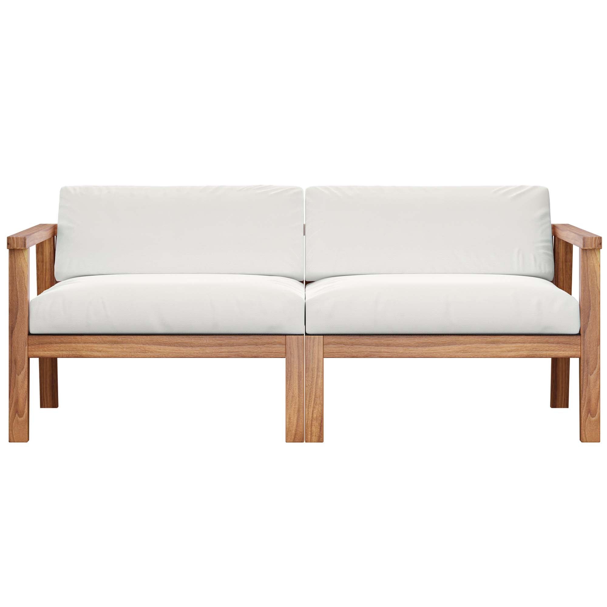 Modway Bayport Outdoor Patio Teak Wood 2-Seater Loveseat