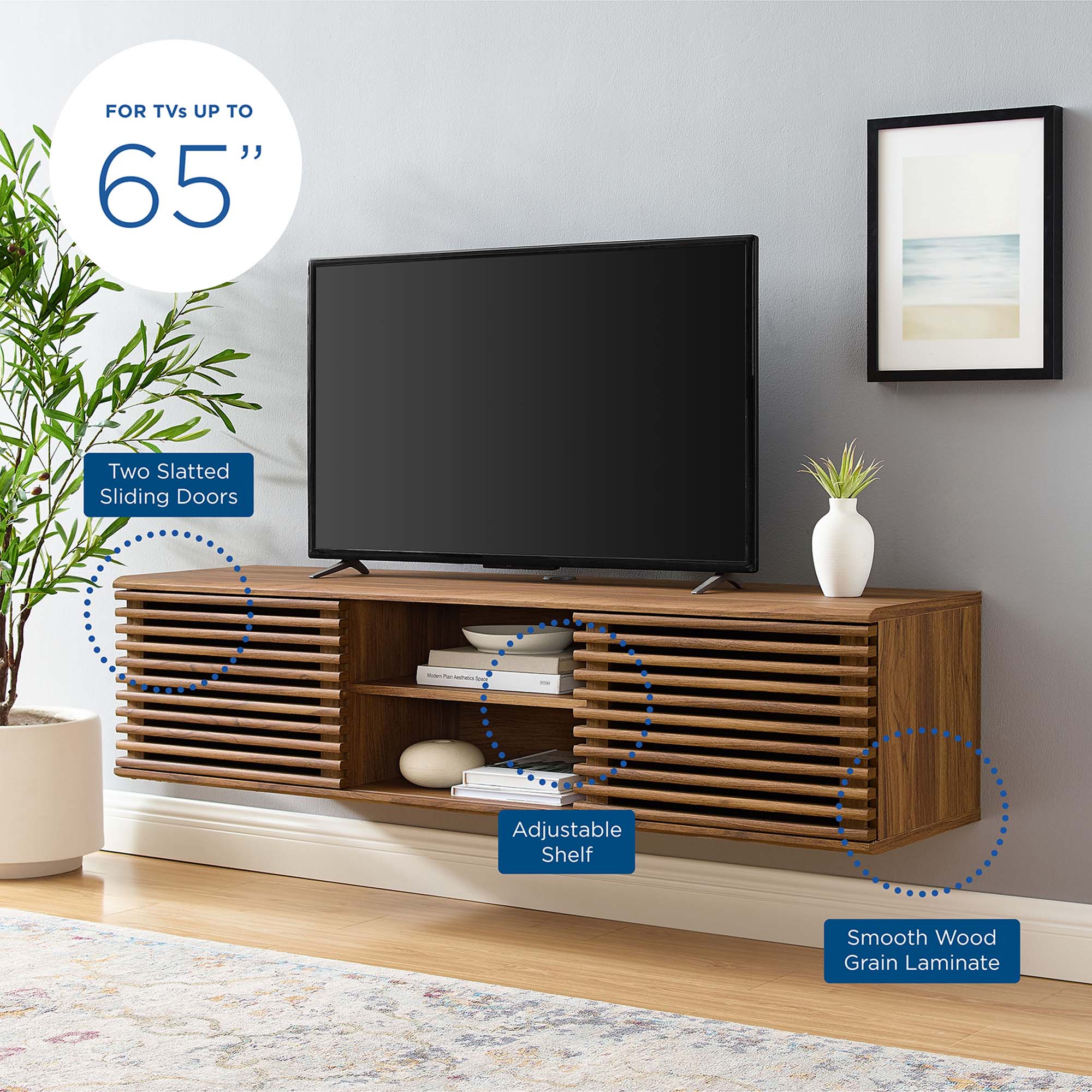 Modway Render 60" Wall-Mount Media Console TV Stand