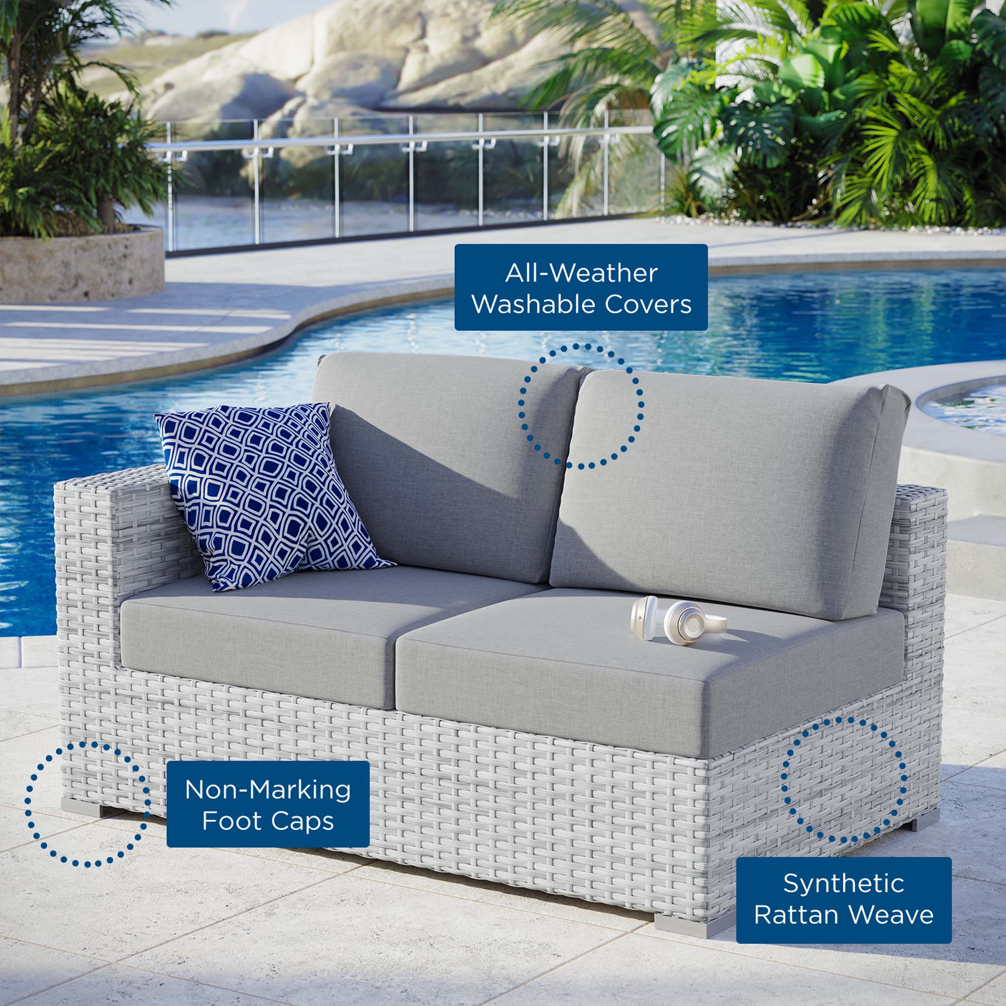 Modway Convene Outdoor Patio Left-Arm Loveseat