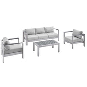 Modway Shore 4 Piece Sunbrella® Fabric Outdoor Patio Aluminum Set