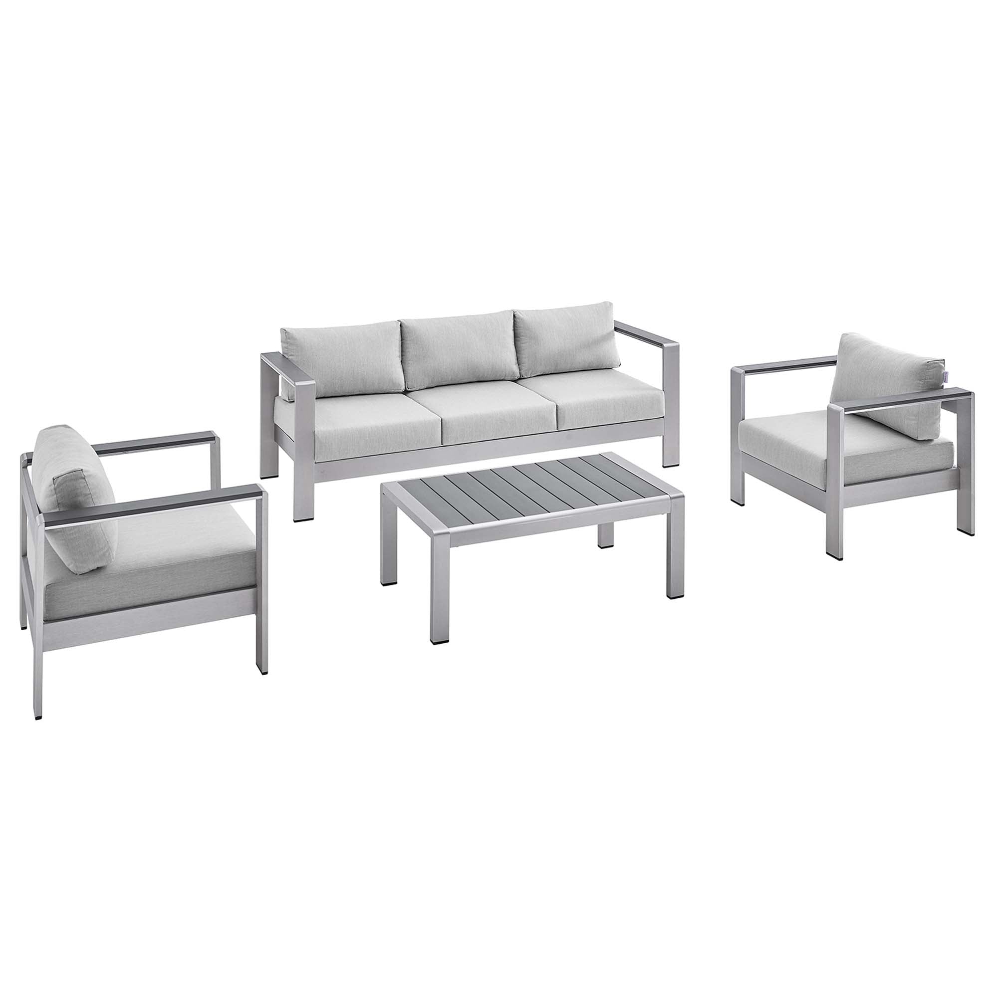 Modway Shore 4 Piece Sunbrella® Fabric Outdoor Patio Aluminum Set