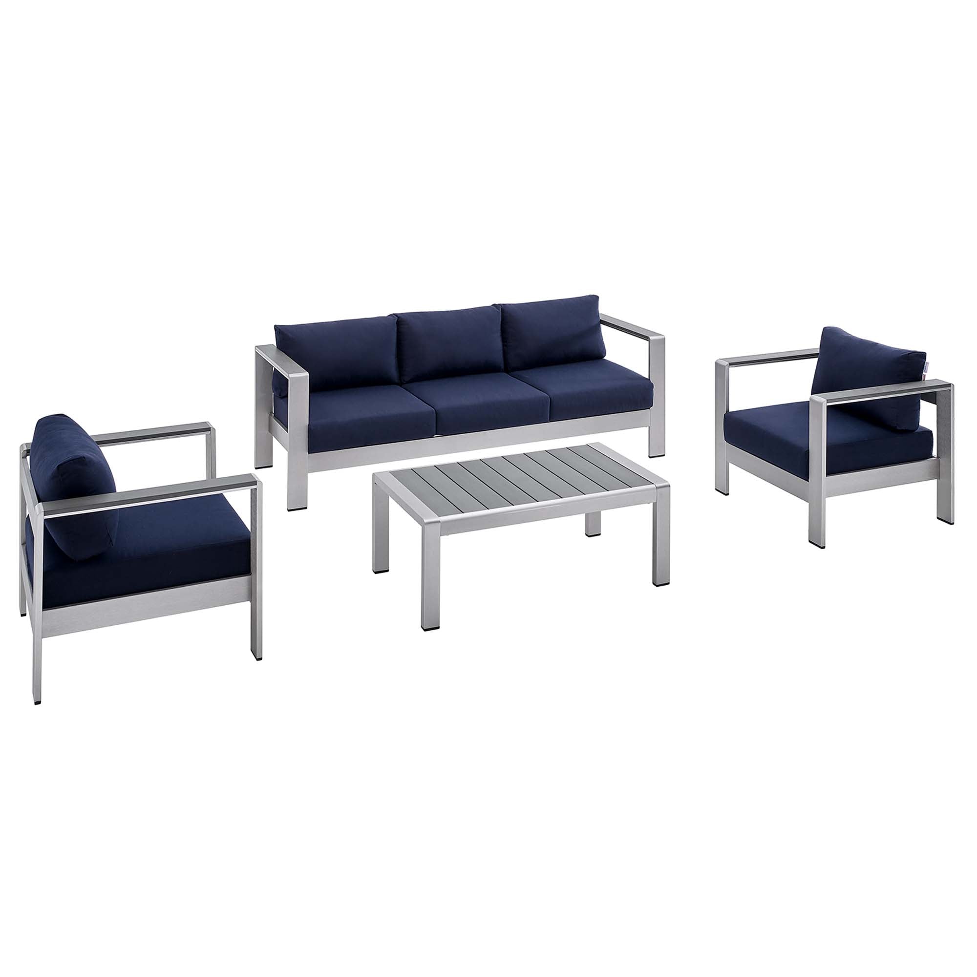 Modway Shore 4 Piece Sunbrella® Fabric Outdoor Patio Aluminum Set