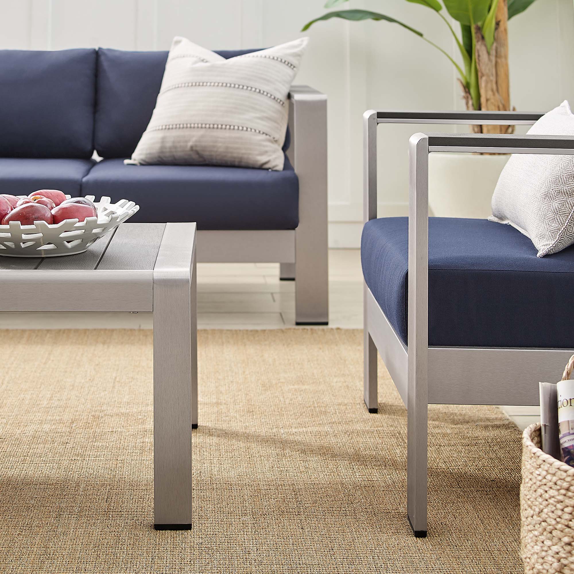 Modway Shore 4 Piece Sunbrella® Fabric Outdoor Patio Aluminum Set