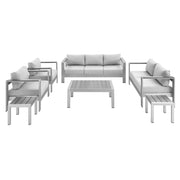 Modway Shore 7 Piece Sunbrella® Fabric Outdoor Patio Aluminum Set