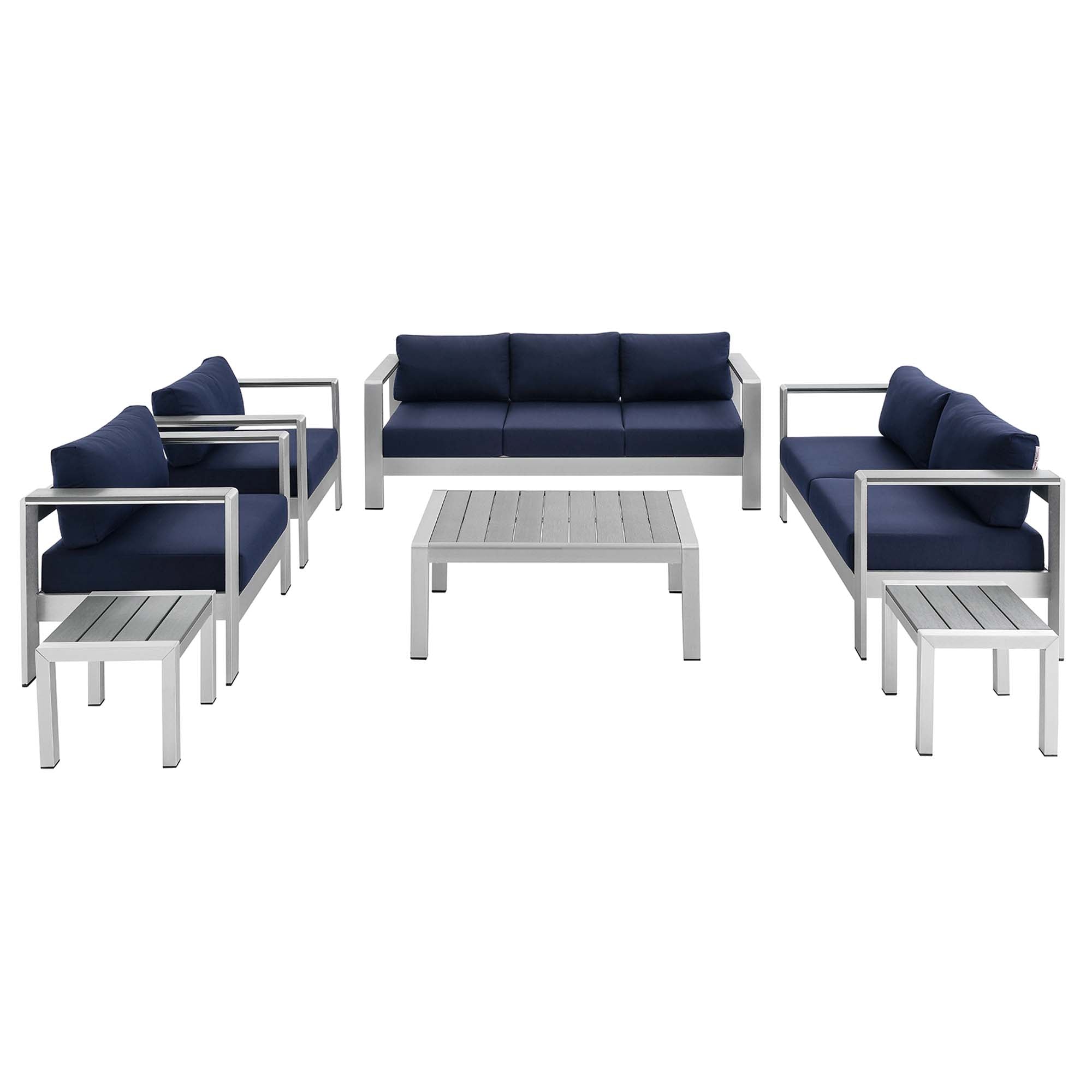 Modway Shore 7 Piece Sunbrella® Fabric Outdoor Patio Aluminum Set