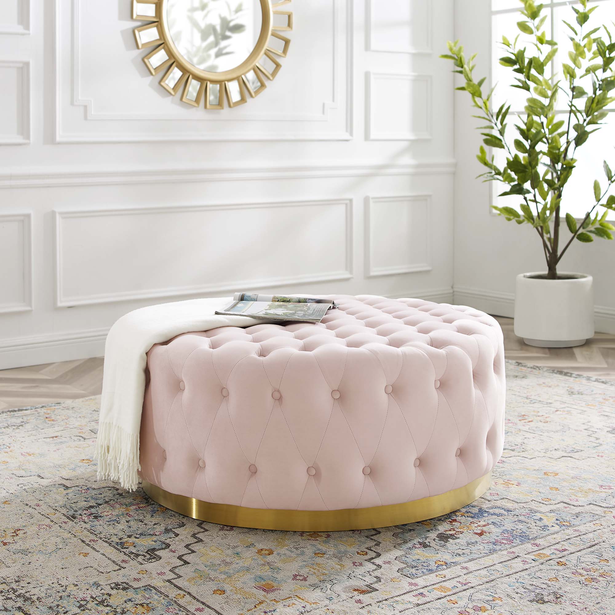 Modway Ensconce Tufted Performance Velvet Round Ottoman