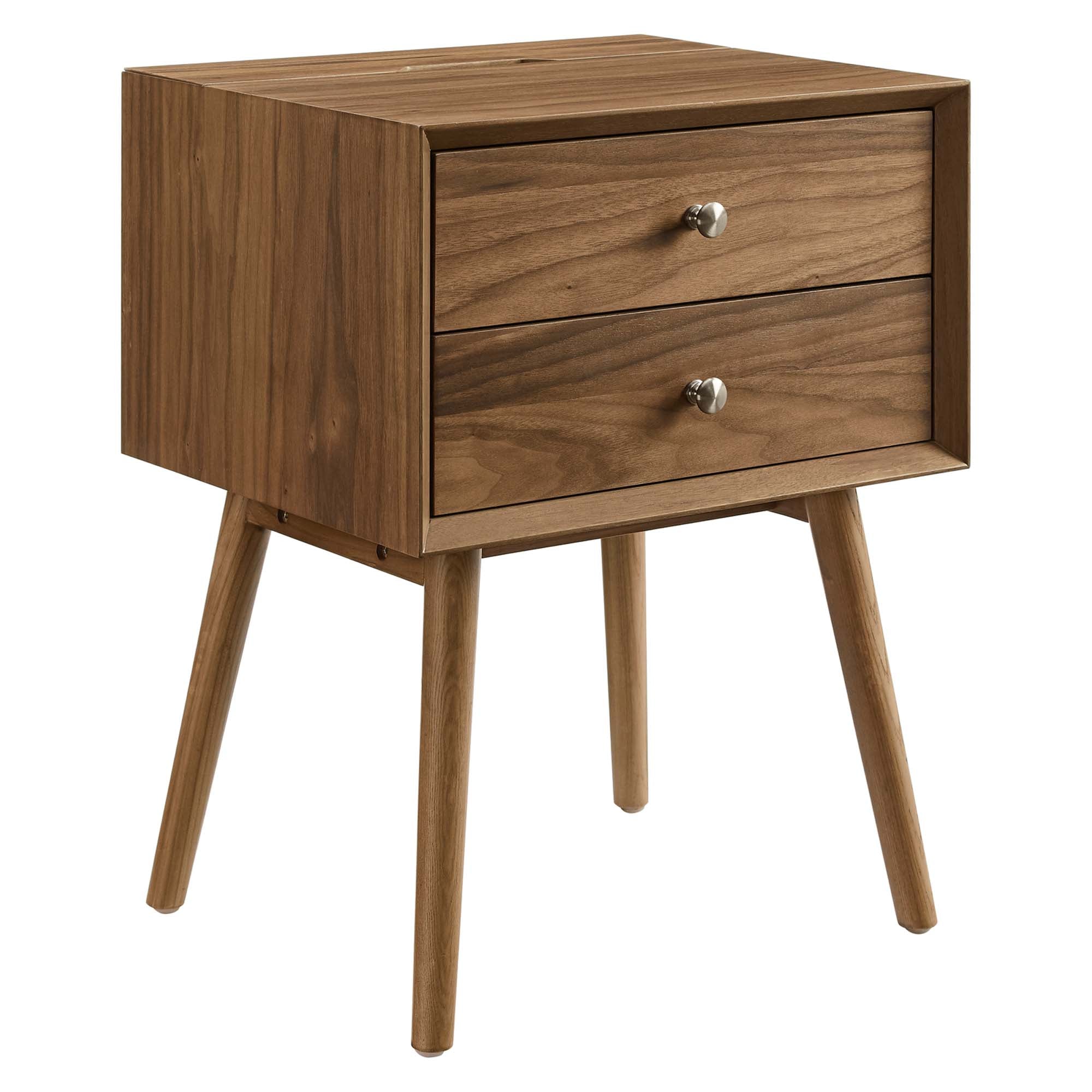 Modway Ember Wood Nightstand With USB Ports