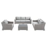 Modway Conway 4-Piece Sunbrella® Outdoor Patio Wicker Rattan Furniture Set