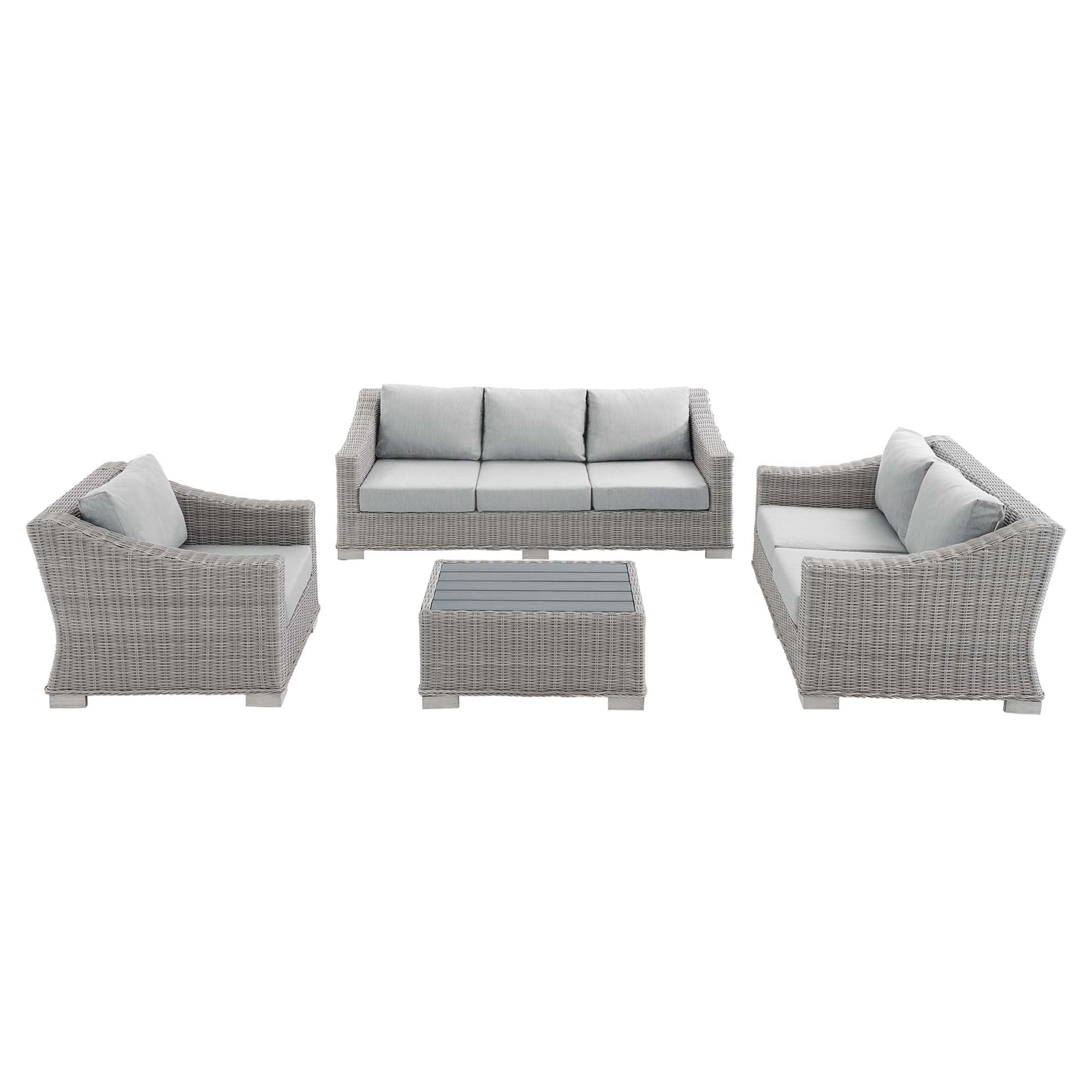Modway Conway 4-Piece Sunbrella® Outdoor Patio Wicker Rattan Furniture Set