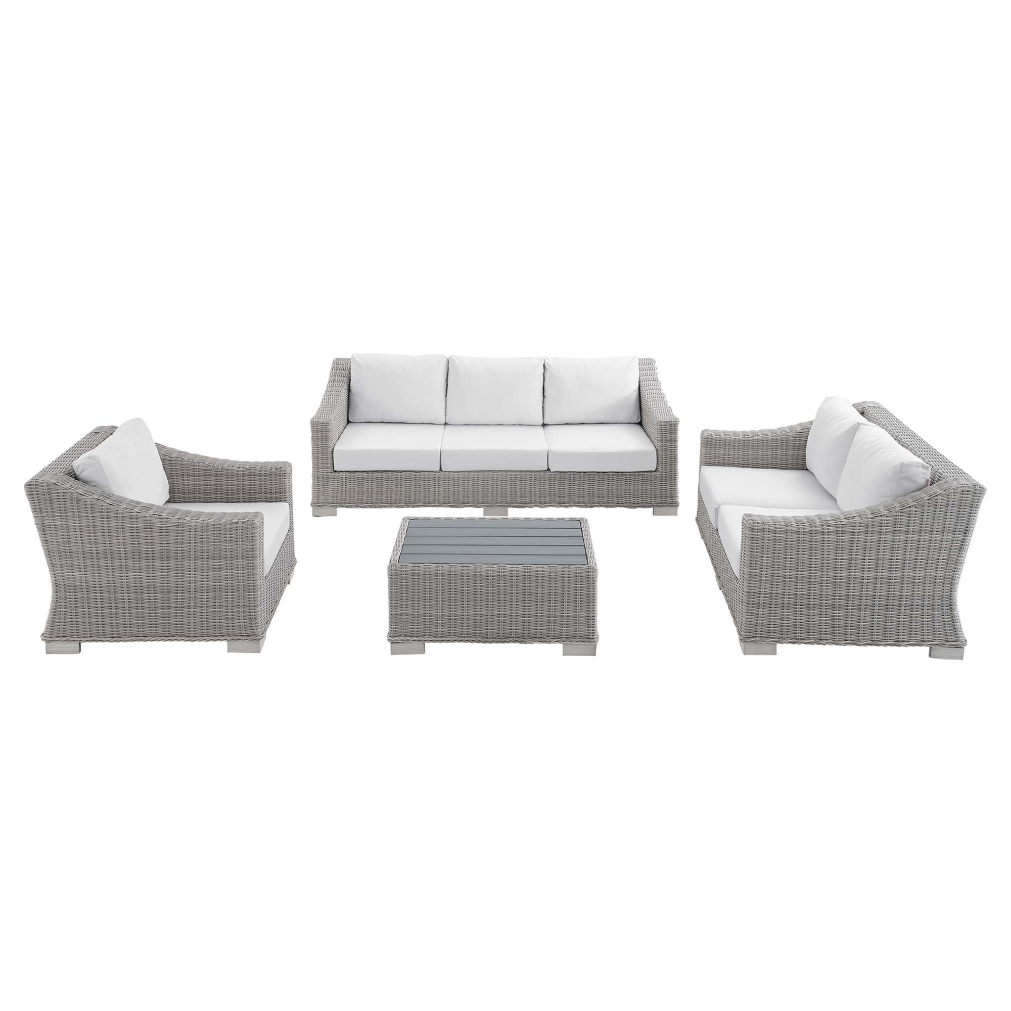 Modway Conway 4-Piece Sunbrella® Outdoor Patio Wicker Rattan Furniture Set