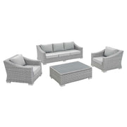 Modway Conway 4-Piece Sunbrella® Outdoor Patio Wicker Rattan Furniture Set