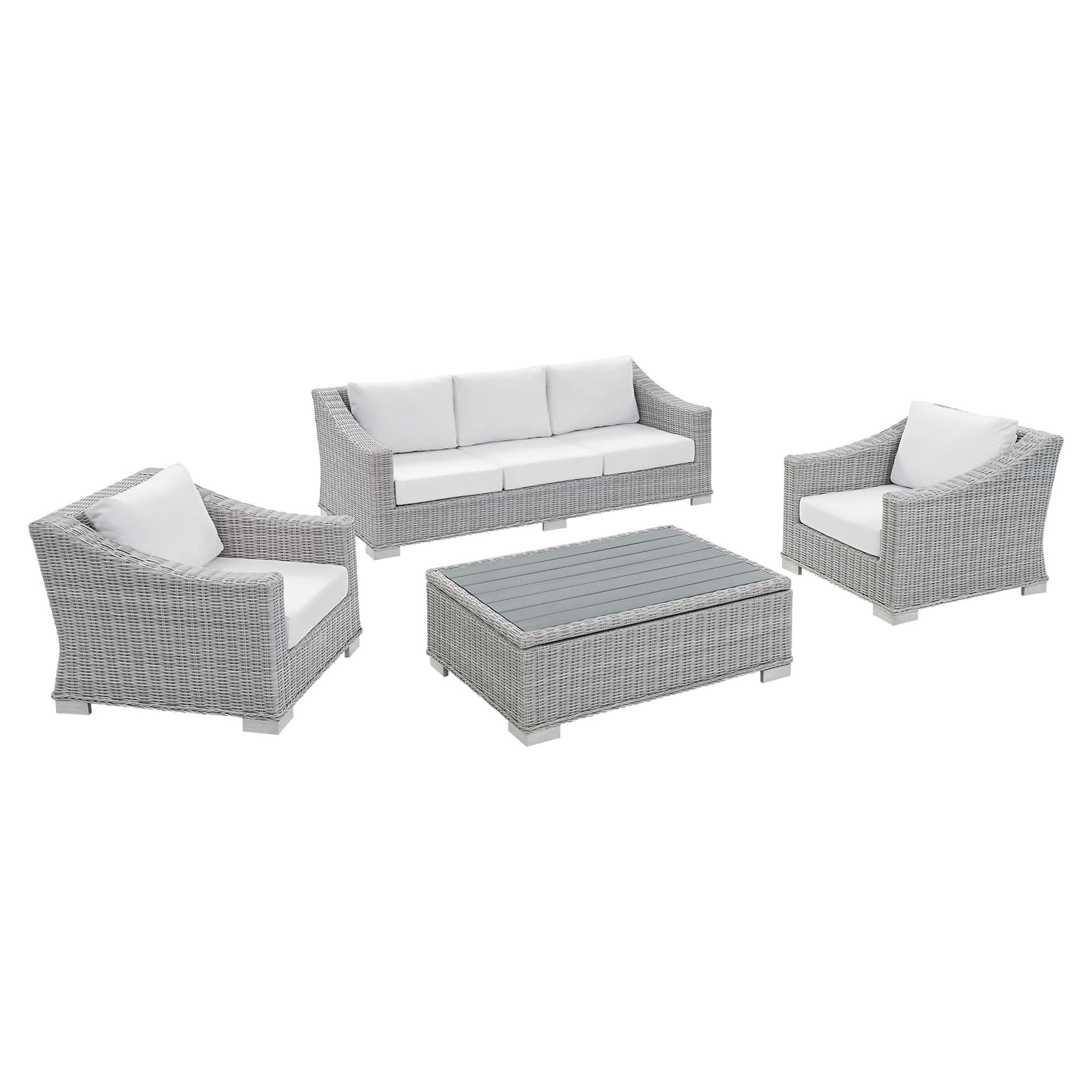 Modway Conway 4-Piece Sunbrella® Outdoor Patio Wicker Rattan Furniture Set