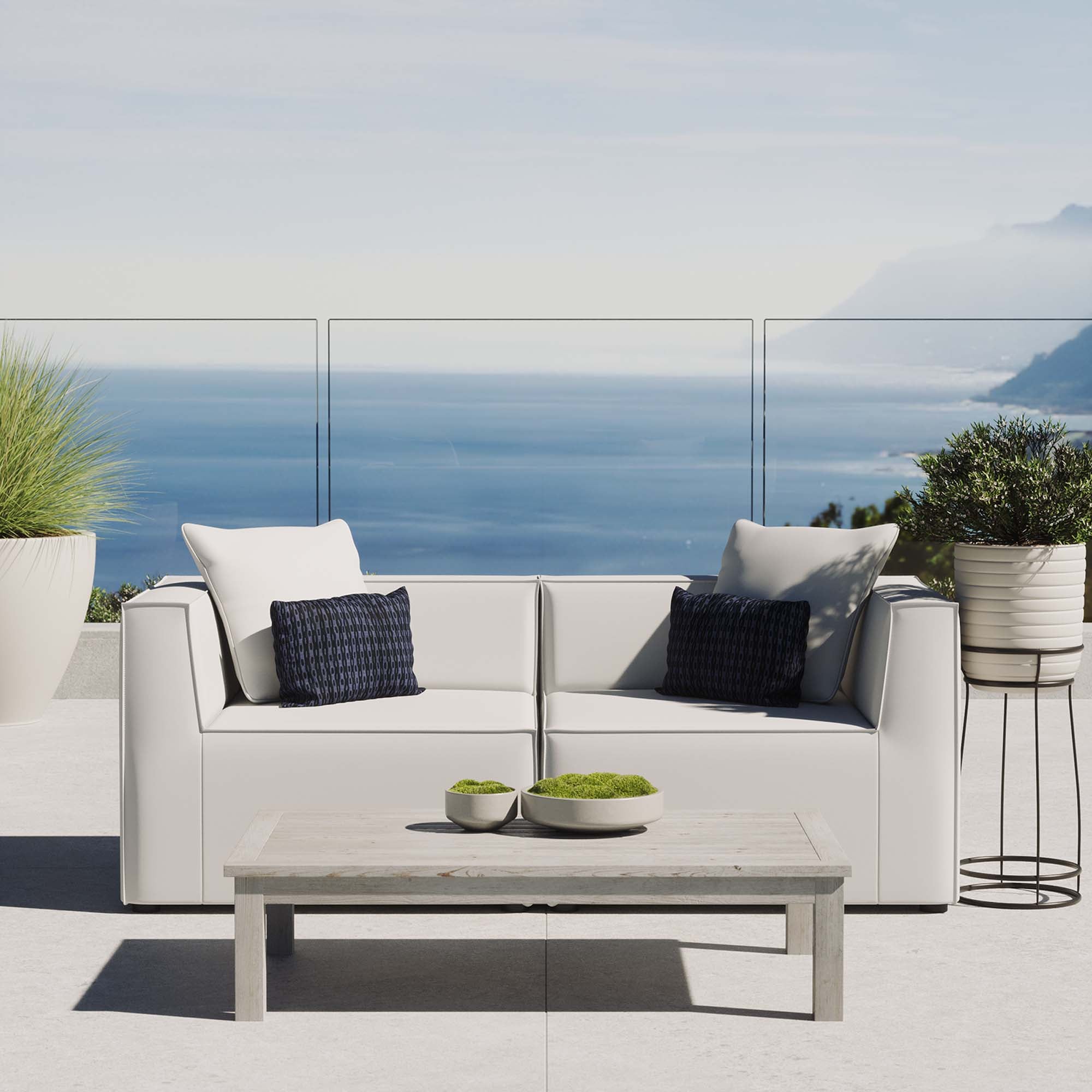 Modway Saybrook 2-Piece Outdoor Patio Upholstered Sectional Sofa Loveseat