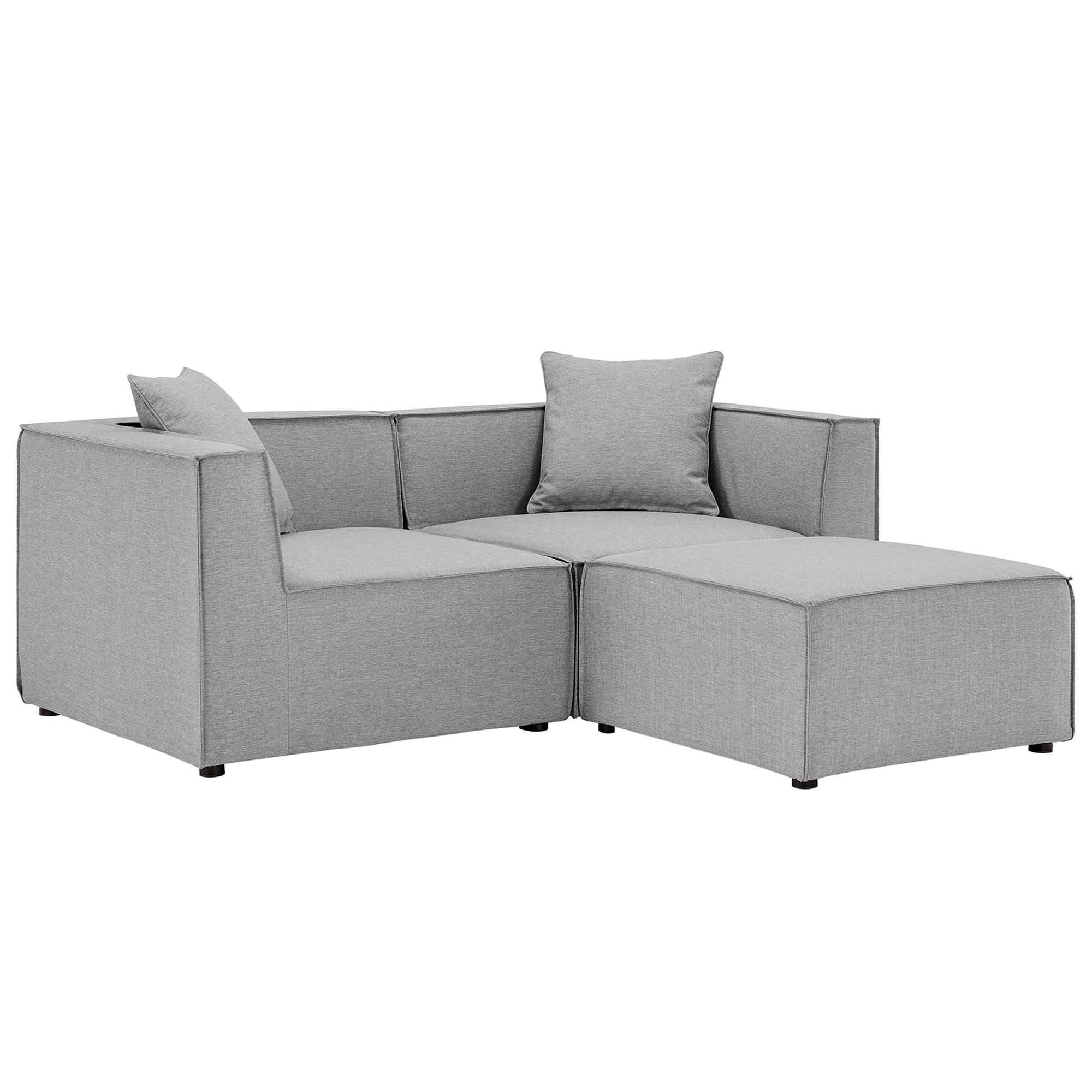 Modway Saybrook Outdoor Patio Upholstered Loveseat and Ottoman Set