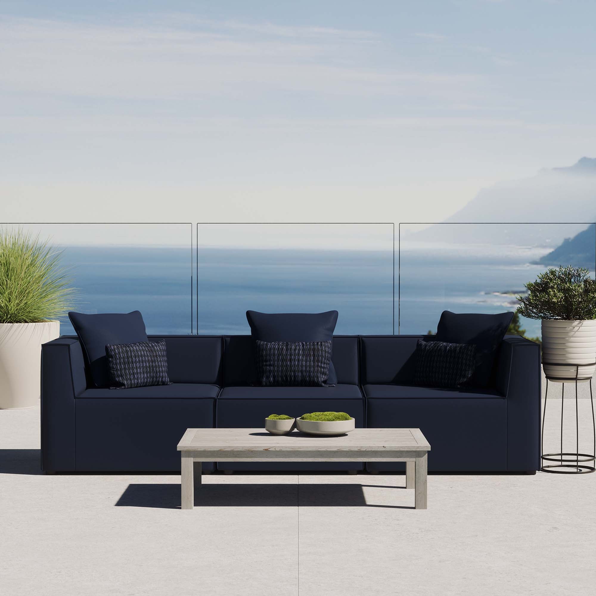 Modway Saybrook 3-Piece Outdoor Patio Upholstered Sectional Sofa