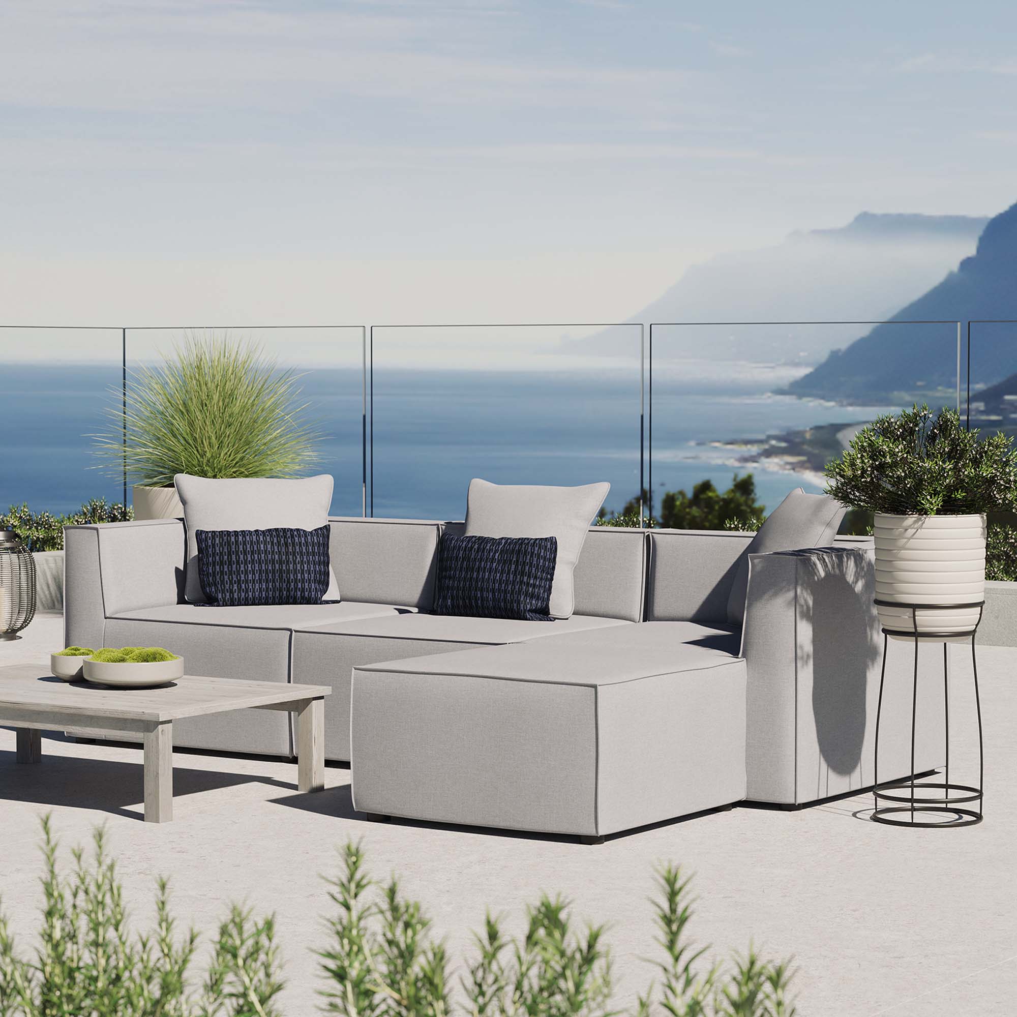 Modway Saybrook 4-Piece Outdoor Patio Upholstered Sectional Sofa