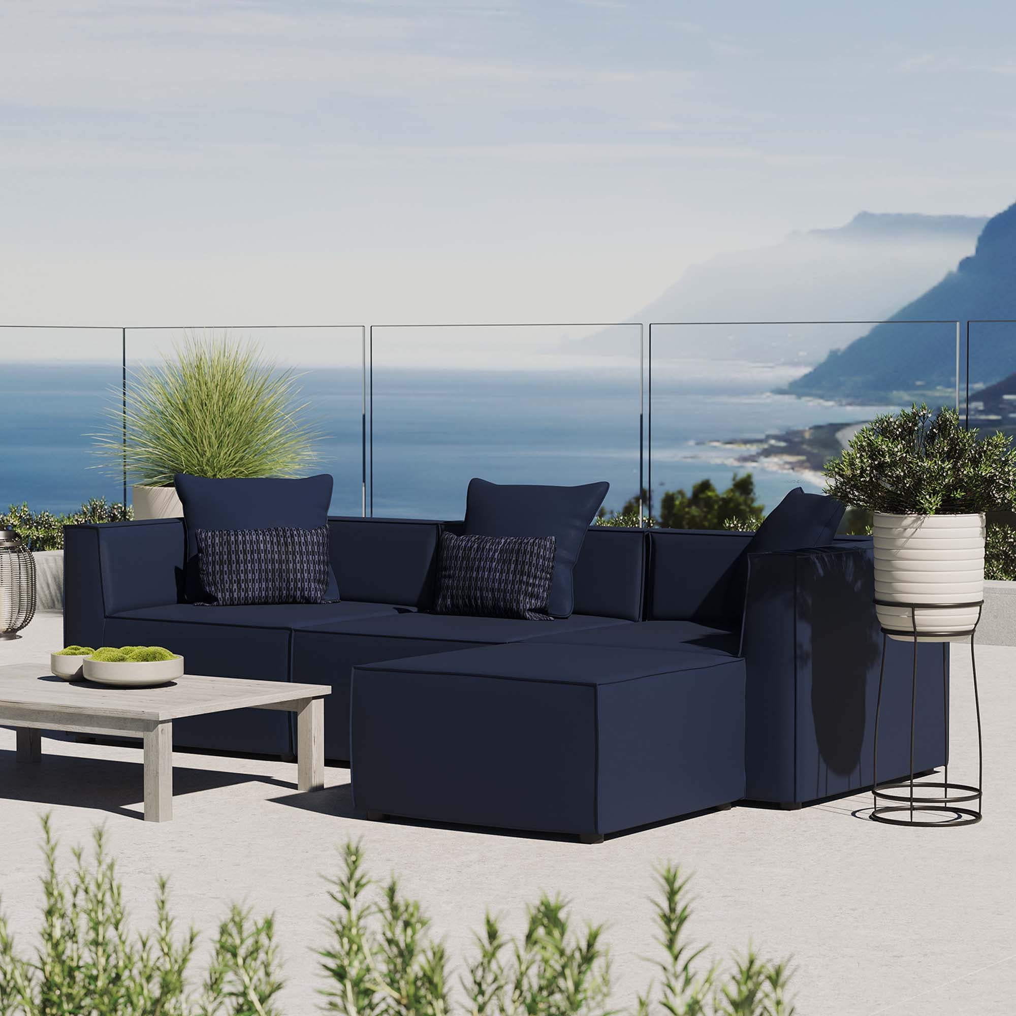Modway Saybrook 4-Piece Outdoor Patio Upholstered Sectional Sofa
