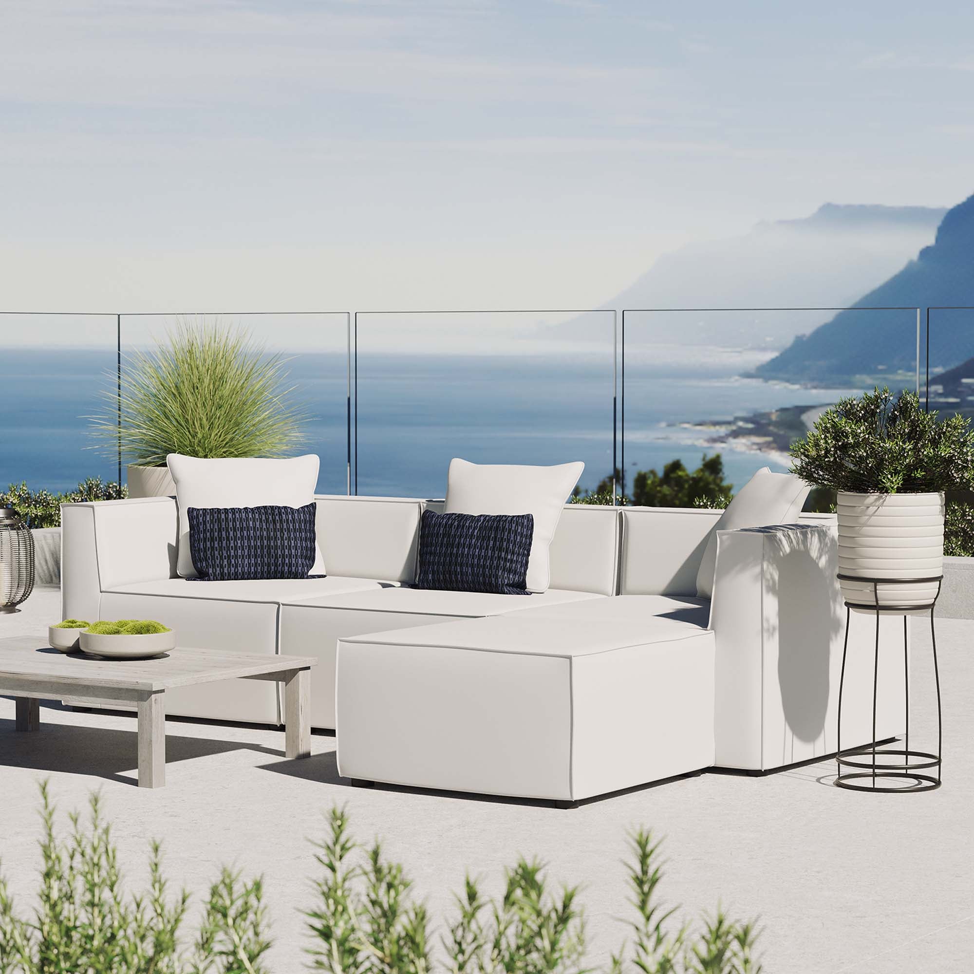 Modway Saybrook 4-Piece Outdoor Patio Upholstered Sectional Sofa