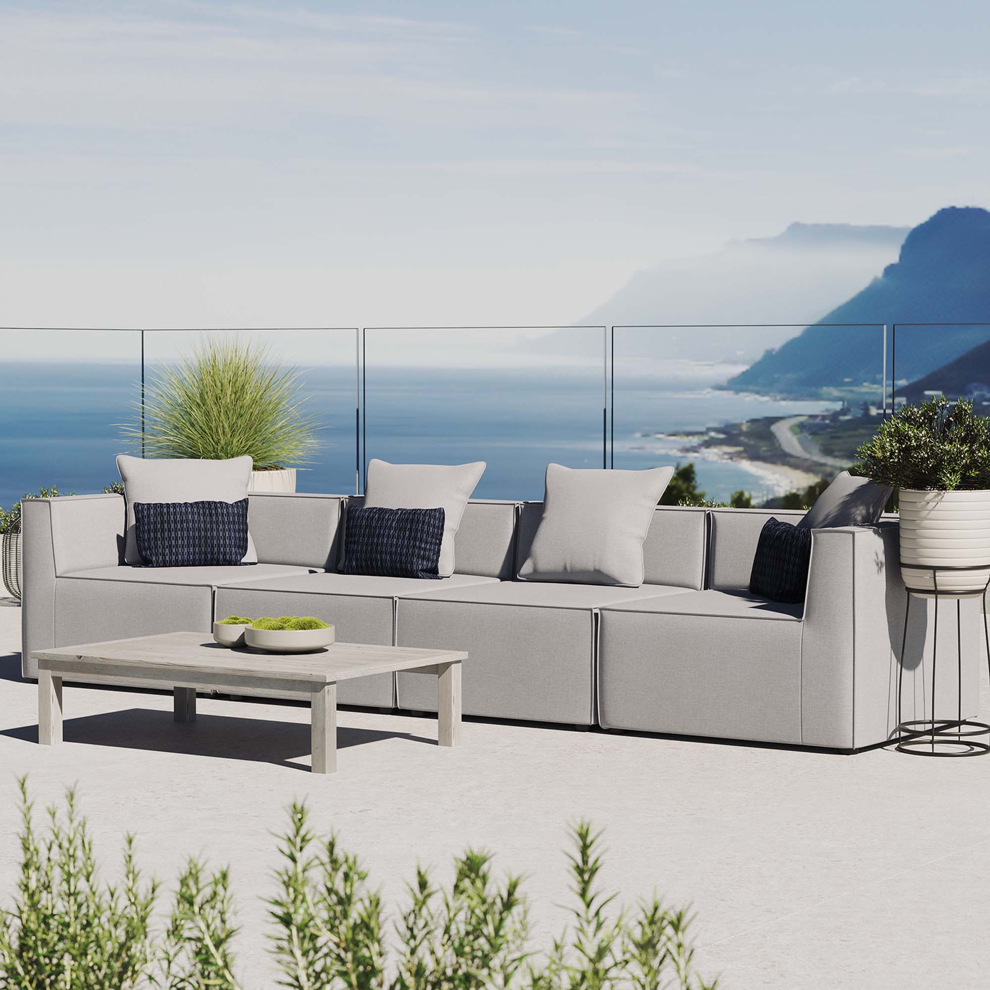 Modway Saybrook 4-Piece Outdoor Patio Upholstered Sectional Sofa