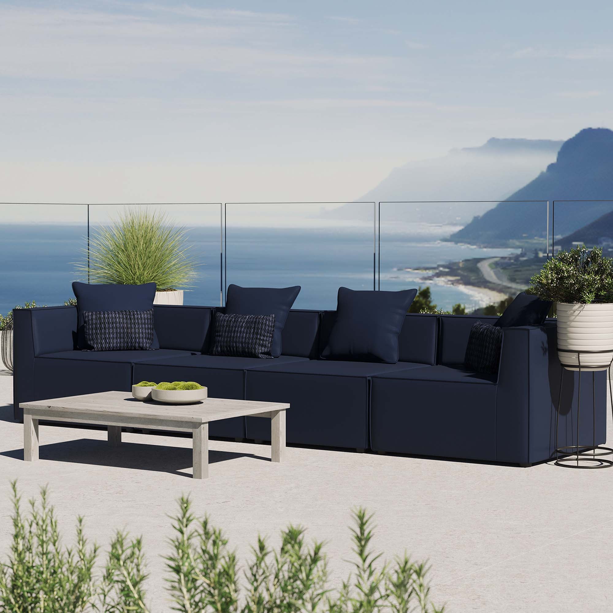 Modway Saybrook 4-Piece Outdoor Patio Upholstered Sectional Sofa
