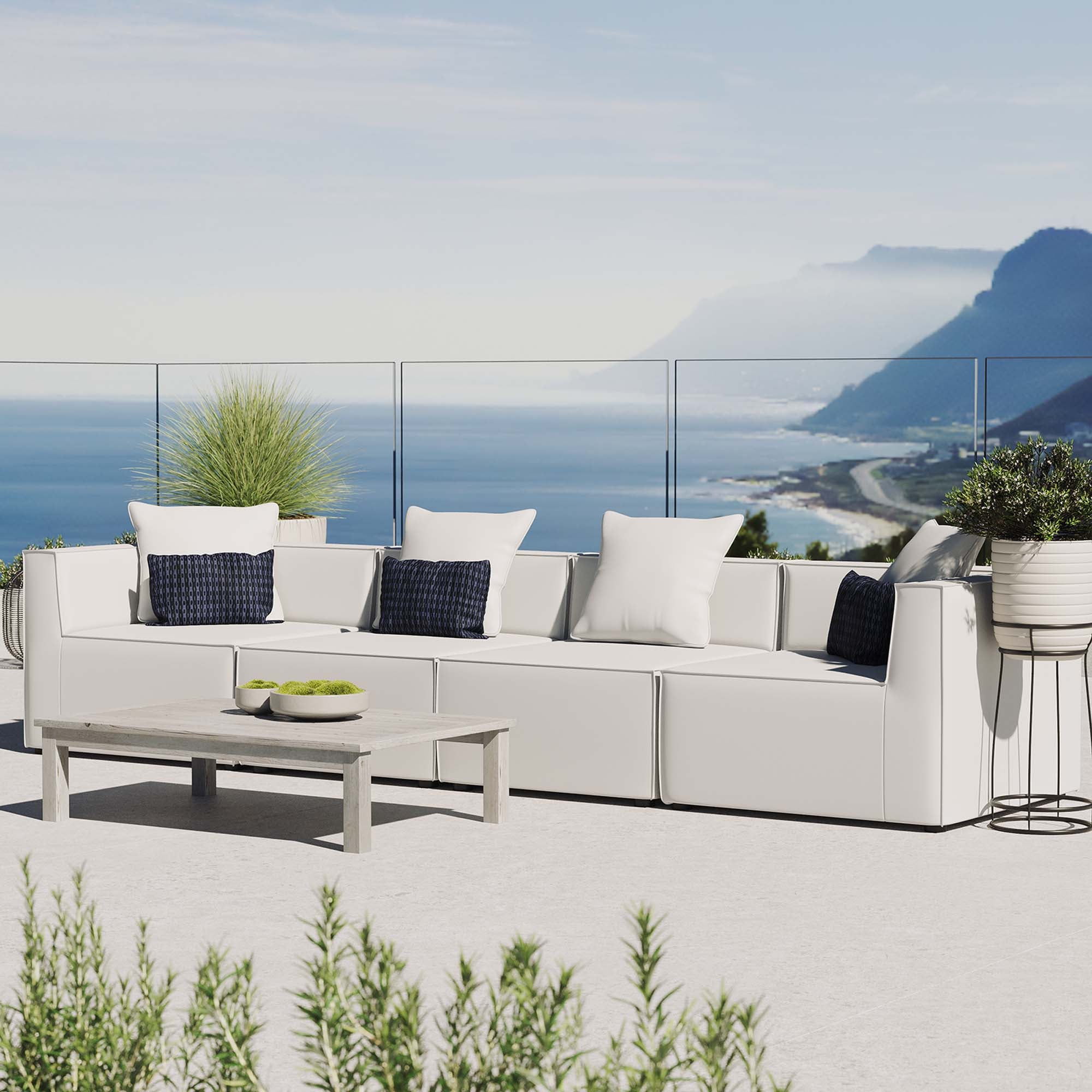 Modway Saybrook 4-Piece Outdoor Patio Upholstered Sectional Sofa
