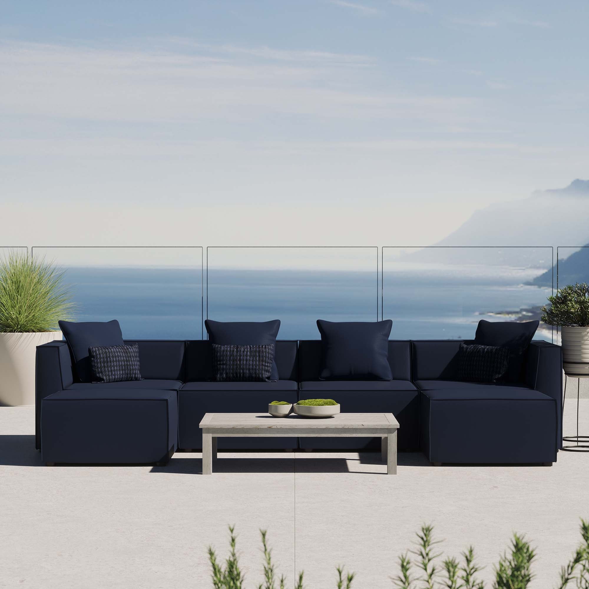 Modway Saybrook 6-Piece Outdoor Patio Upholstered Sectional Sofa