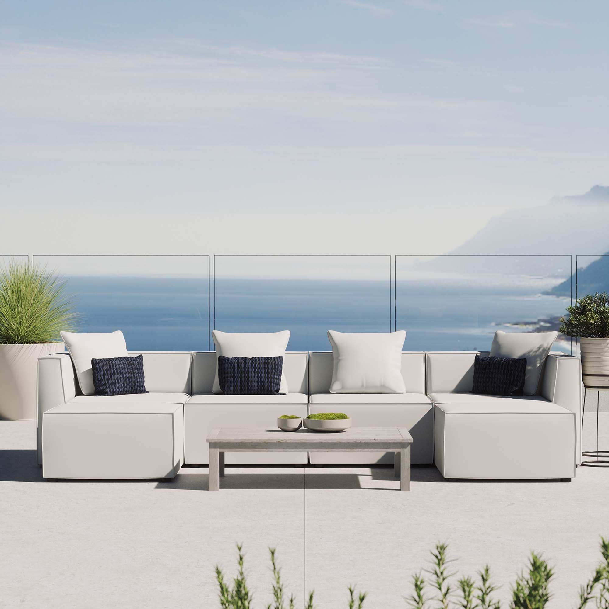 Modway Saybrook 6-Piece Outdoor Patio Upholstered Sectional Sofa